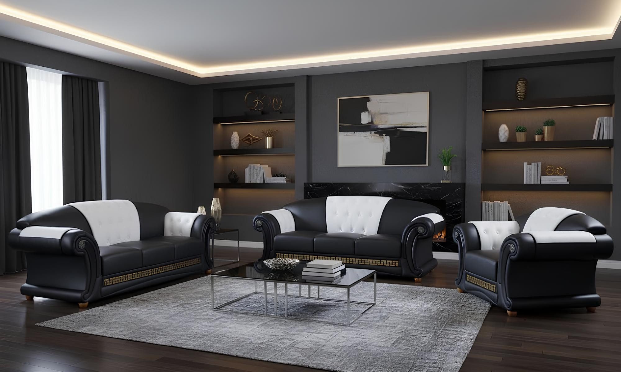 Xlmoebel Polstergarnitur 3+2+1 Garnitur Leder Sofa Polster Couchen Luxus Sofort, (3-tlg., Sofa 3-Sitzer, Sofa 2-Sitzer, Sessel), Made in Europa