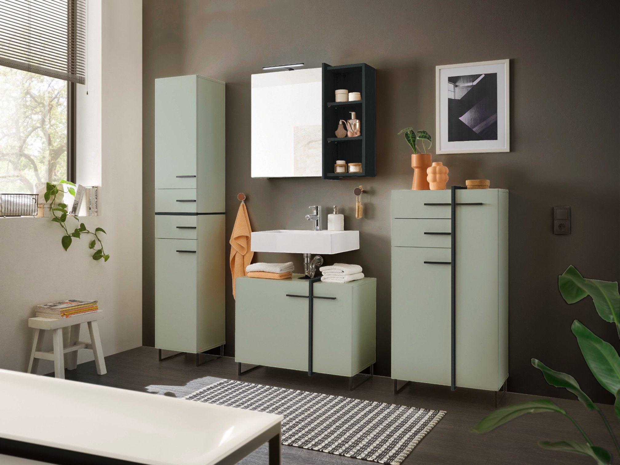 moebel-dich-auf Badmöbel-Set MESSINA, (Set 1, 4-St., Hochschrank, Spiegelsc günstig online kaufen