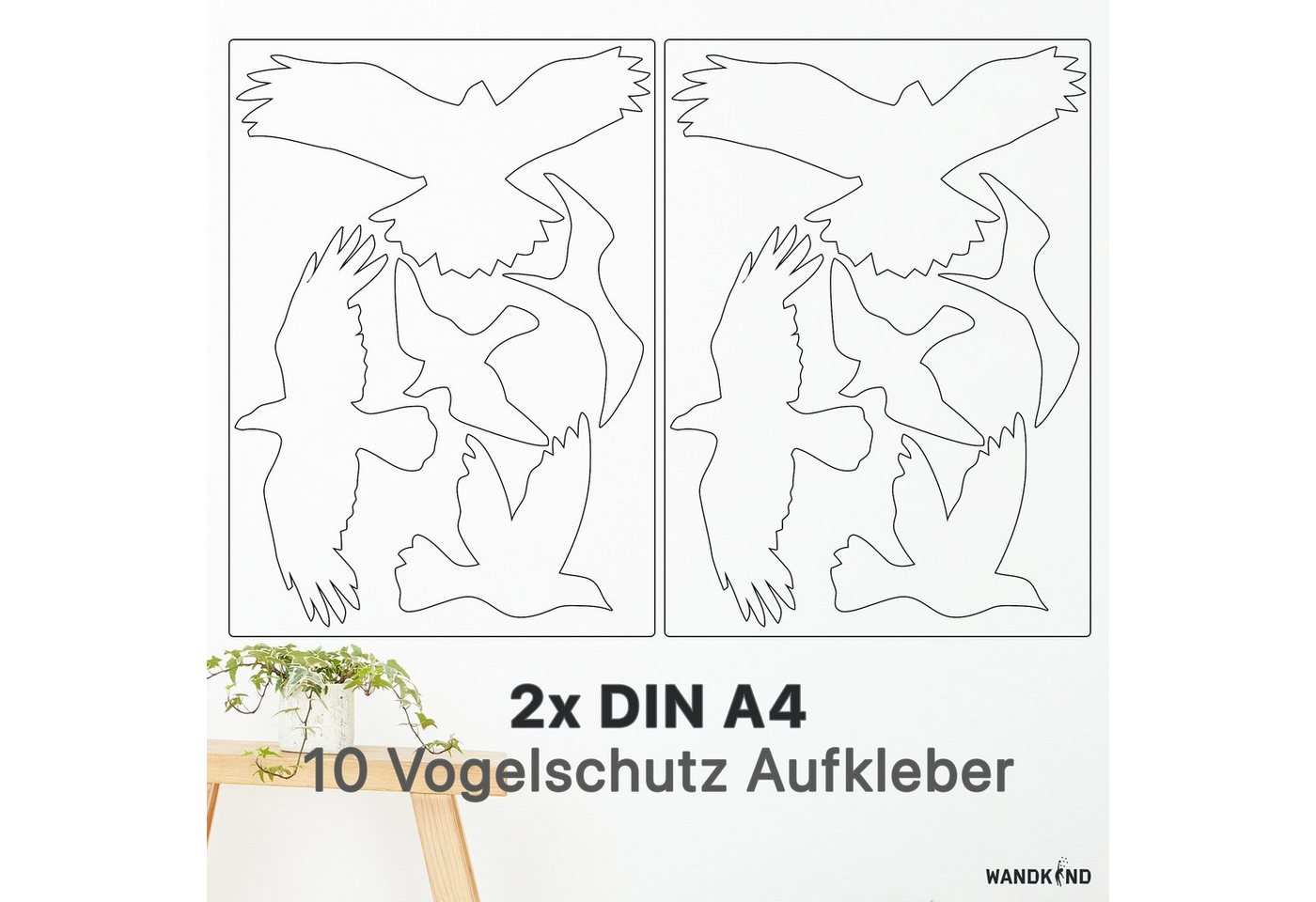 Thumbnail - WANDKIND Aufkleber Vogelschutz und Fensterschutz - 10 Sticker - Schutz vor Vogelschlag, Selbstklebend