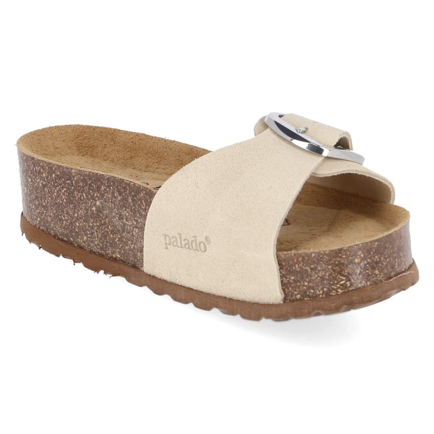 Palado Palado Flache Pantoletten PALA-251-781589-03 Damen Rauleder beige Pantolette – Bild 5 von 5