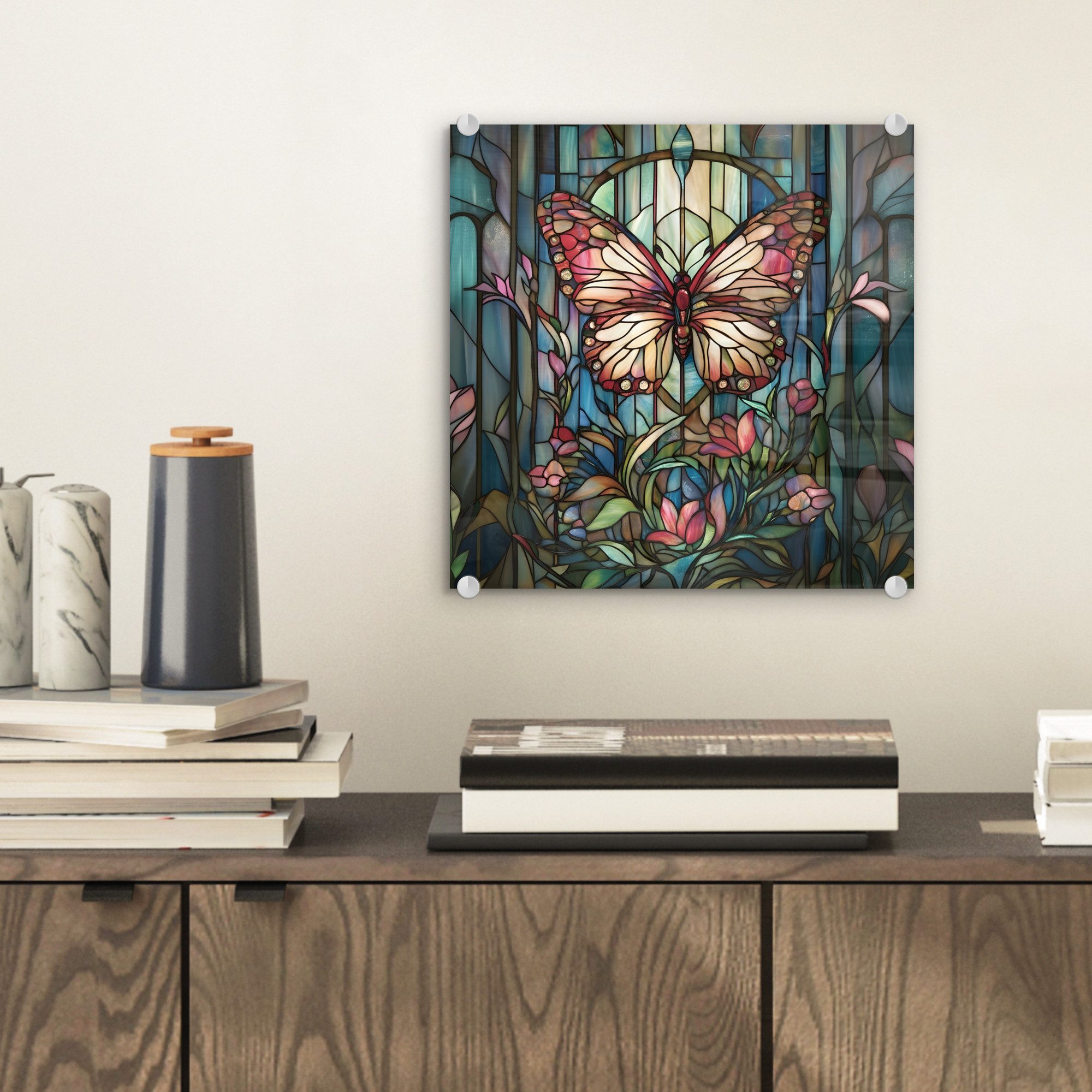 MuchoWow Acrylglasbild Schmetterling - Rosa - günstig online kaufen