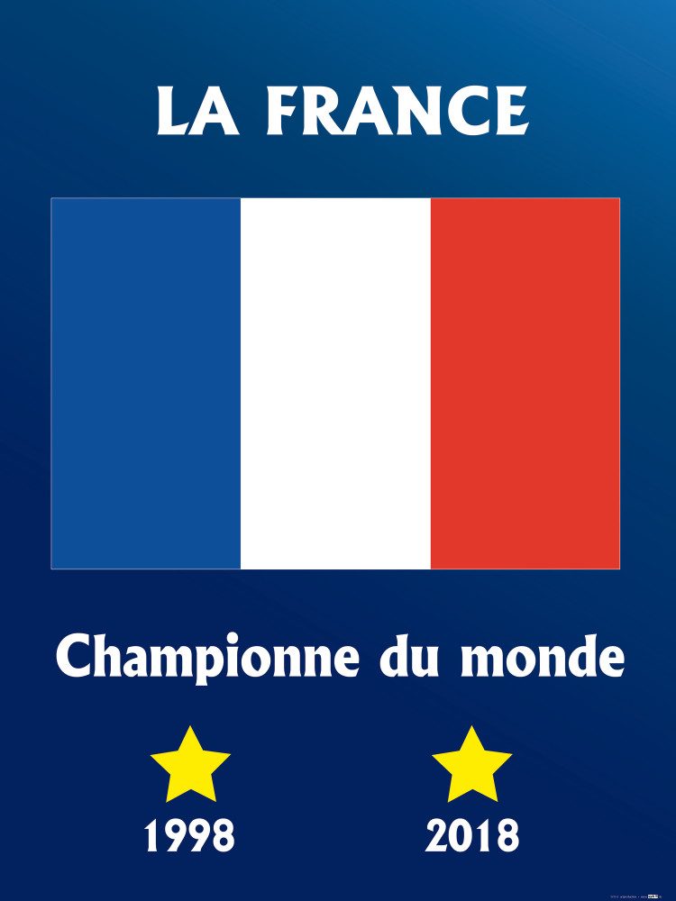 1art1 Poster FuÃŸball Kunstdruck Bild - Frankreich Weltmeister 1998 2018