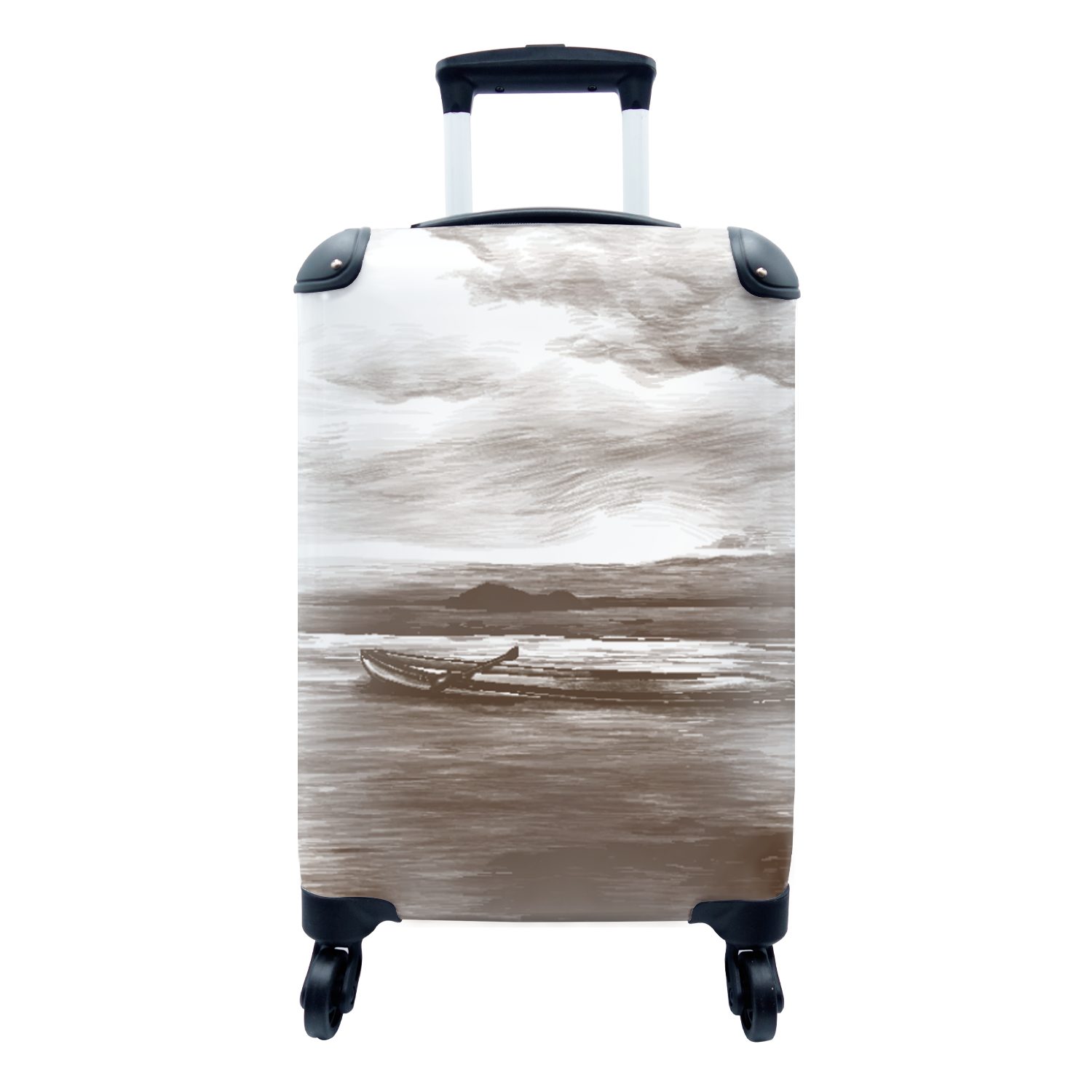 MuchoWow Handgepäckkoffer Boot - Luft - Wasser, 4 Rollen, Reisetasche mit rollen, Handgepäck für Ferien, Trolley, Reisekoffer