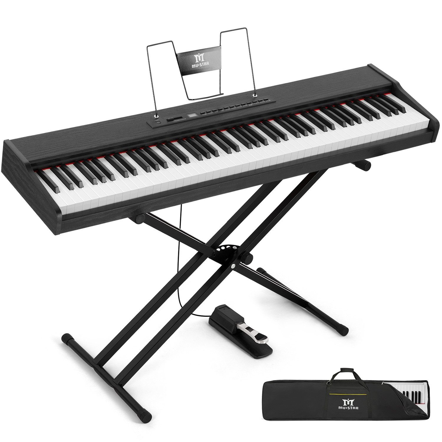 Digitalpiano Tragbares E-Piano 88 Tasten Sustain Pedal Keyboardständer, Bluetooth