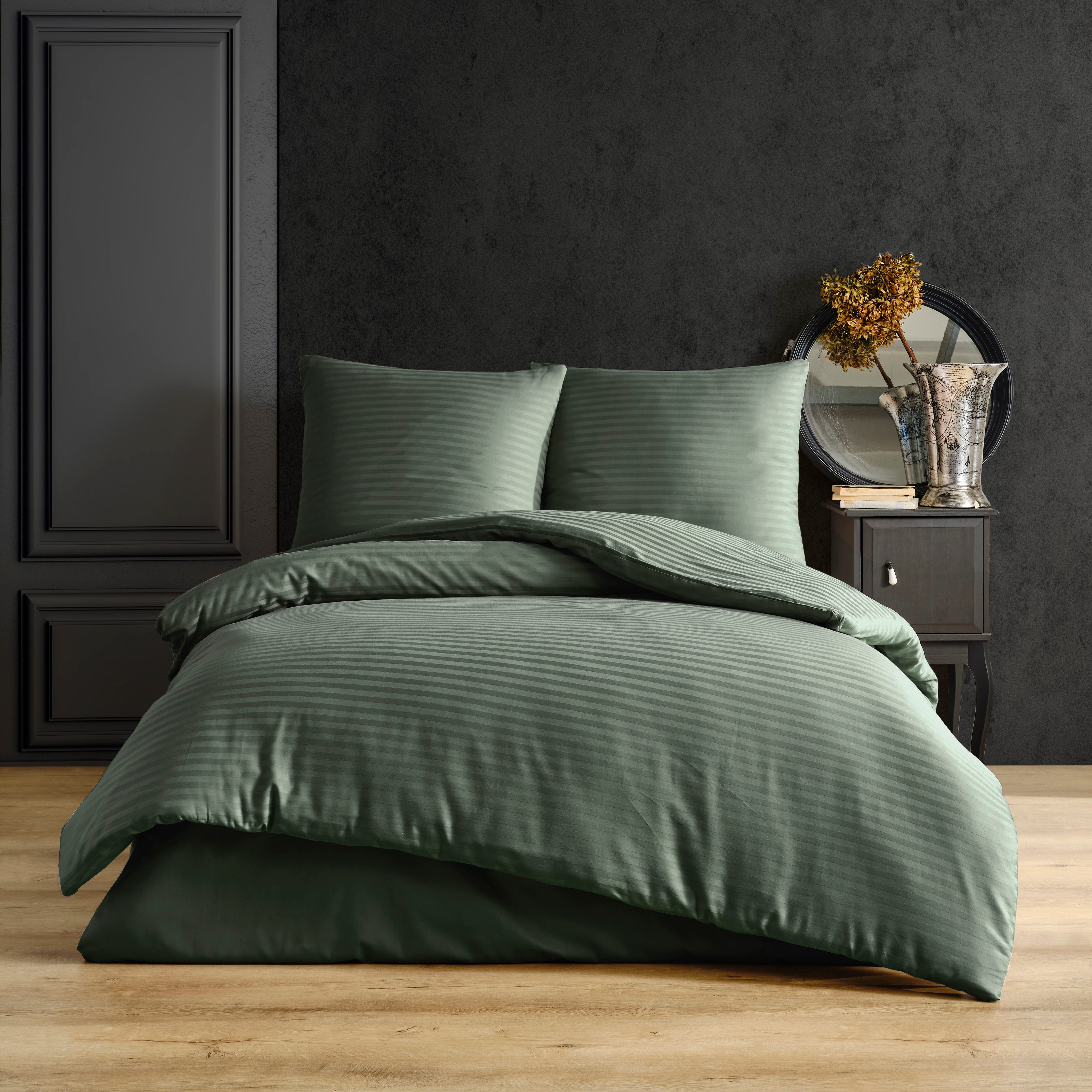 Nordqueen Bettwäsche Nordqueen Satin Gestreift Bettwäsche, günstig online kaufen