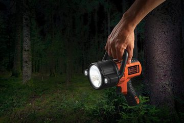 Black + Decker LED Taschenlampe SLV2 Handscheinwerfer 750LU, 3 Modi Akkubetrieb Arbeitsleuchte Leuchte (Arbeitslampe, Bestrahlungsdistanz max. 450m, 1-St., tragbar, mobil & leicht), Werkstattleuchte Inspektionslampe Handlampe Stableuchte Handstrahler