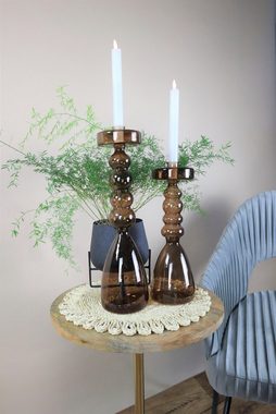Leonique Kerzenleuchter Lorrely (Set, 2 St), Stabkerzenhalter aus Glas, Höhe ca. 30 cm