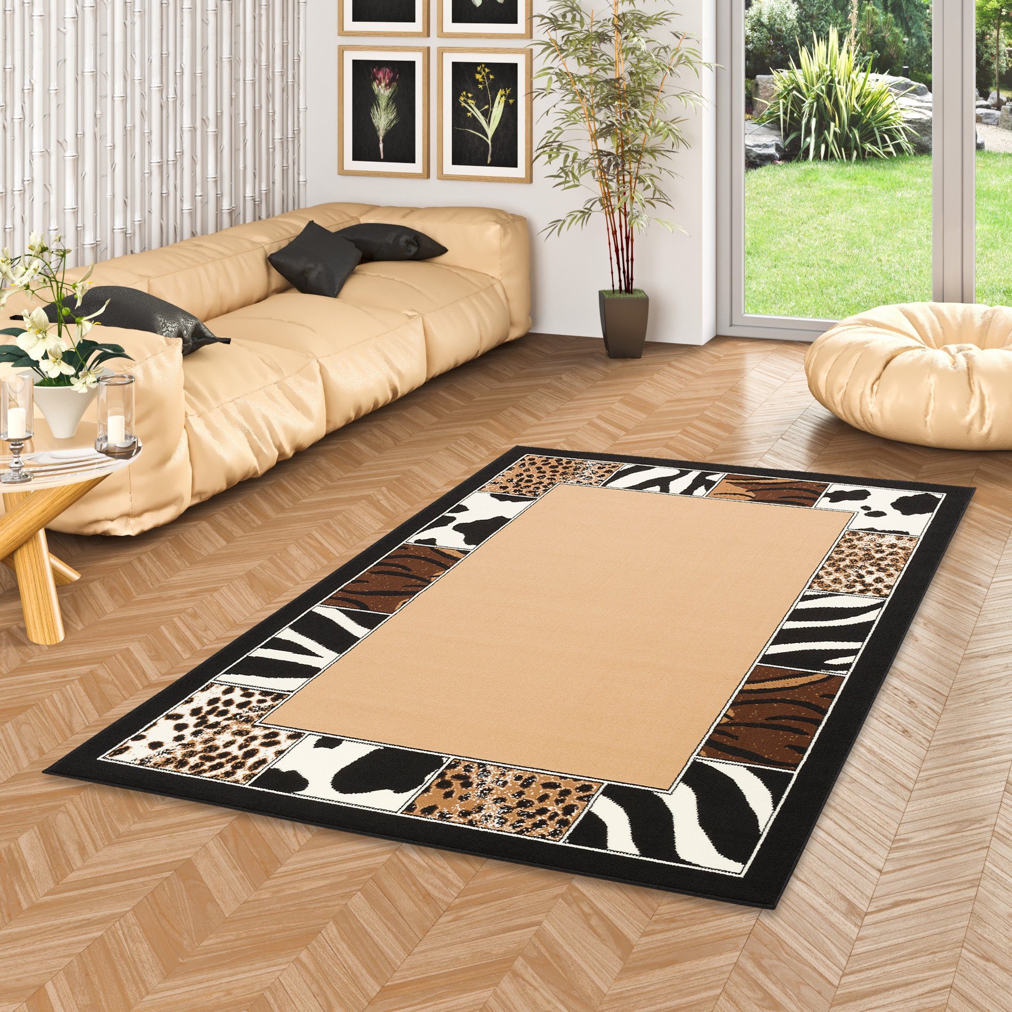 Designteppich Trendline Teppich Afrika Bordüre Beige, Pergamon, Rechteckig, Höhe: 8 mm