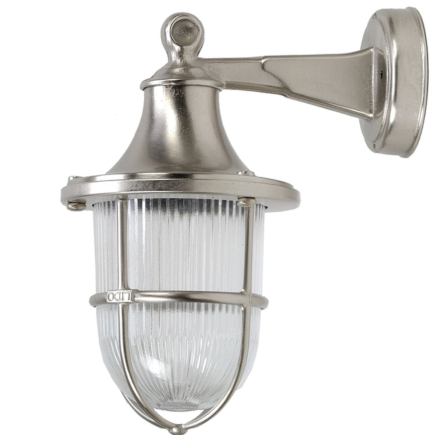 Lampe Messing echt IP64 Riffelglas Außen-Wandleuchte Außenwandleuchte maritim Leuchtmittel, SANTORIN, ohne Licht-Erlebnisse