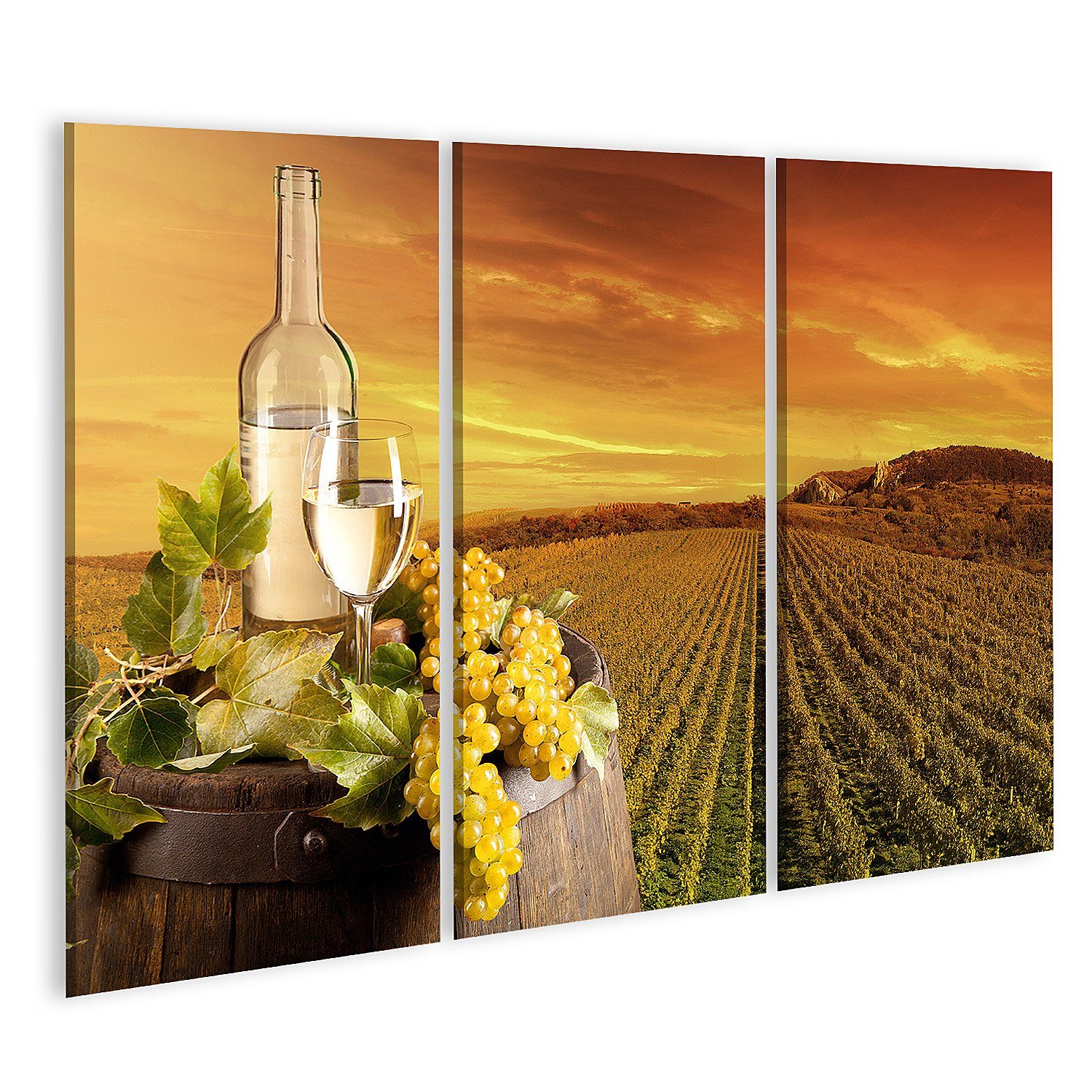 Leinwandbild Bild auf Leinwand Detail Der Wein Mit Fass Auf Weinberg Wandbild Lein