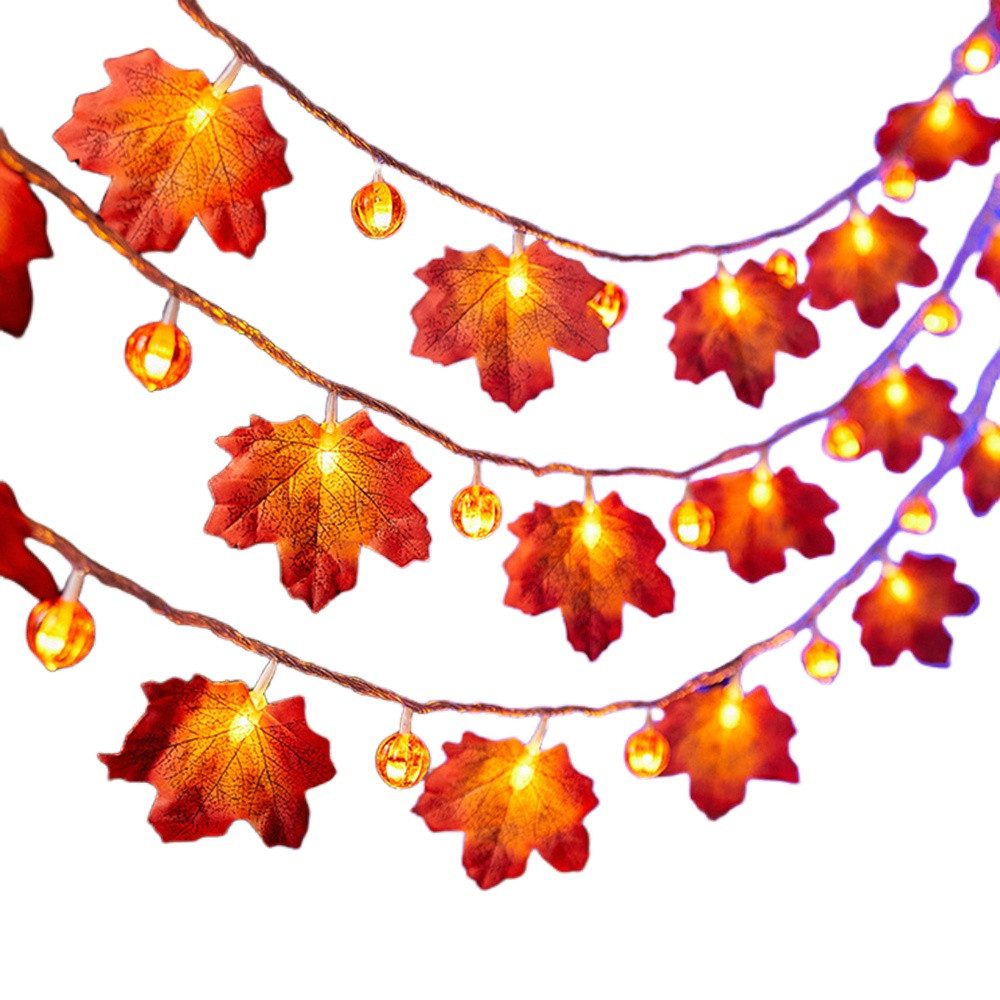 nsihing LED-Lichterkette 3M 20LED Halloween Deko Herbst Ahornblatt Girlande Lichterkette, für Halloween Theme Erntedankfest Weihnachtsfeiern