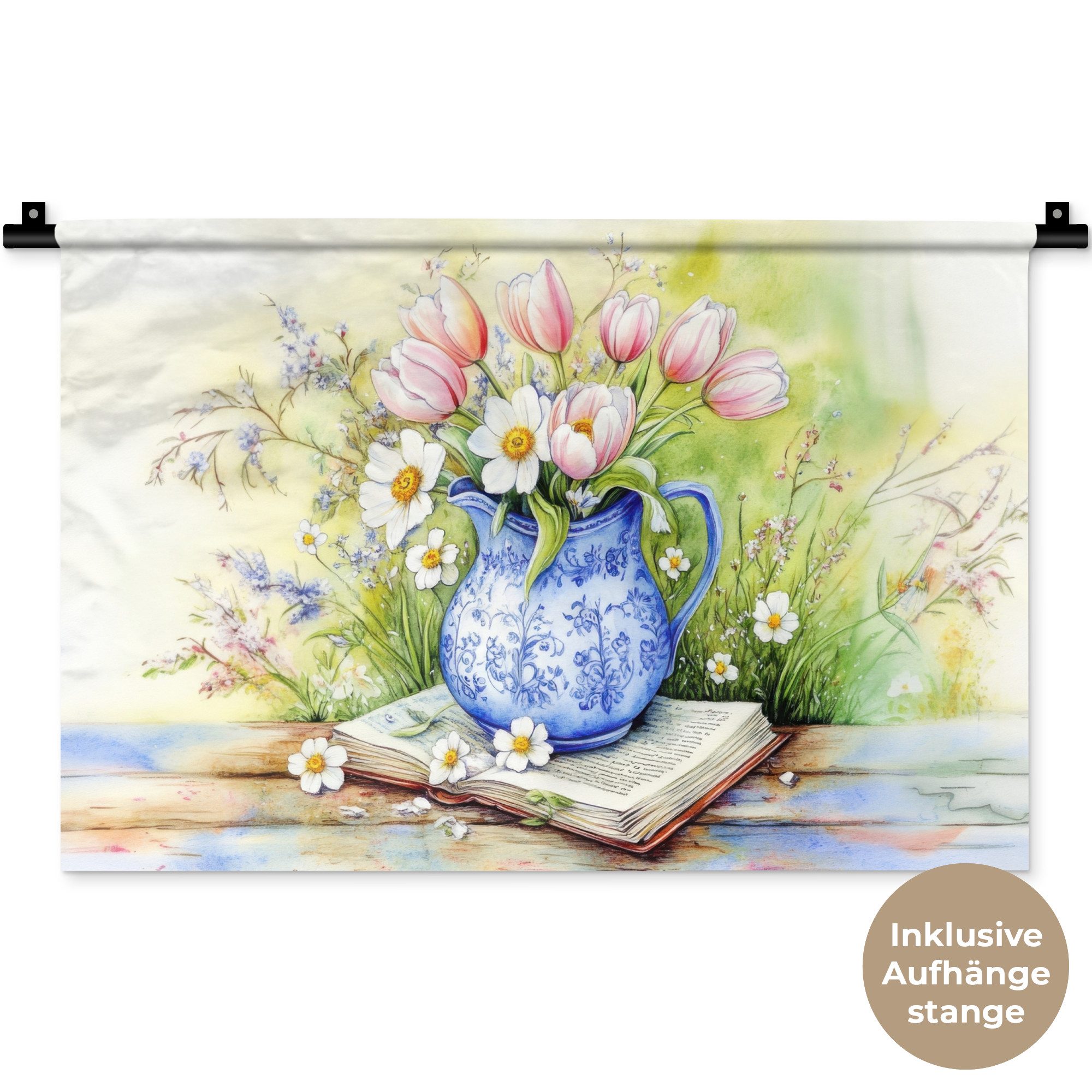 MuchoWow Wandteppich Vase - Delfter Blau günstig online kaufen