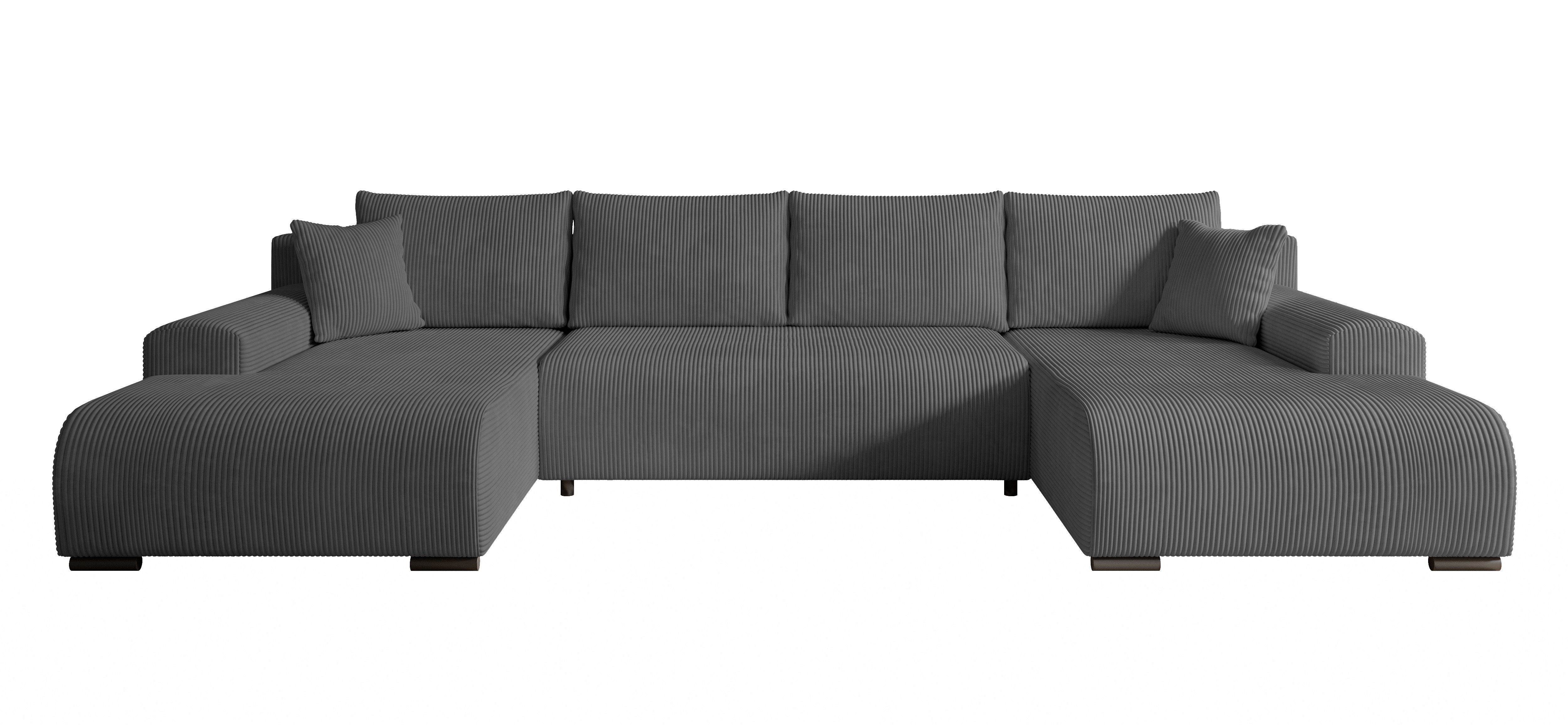 storez24 Ecksofa Ellen U, mit Bettkasten und Schlaffunktion, Cordstoff, U-Form, bequem