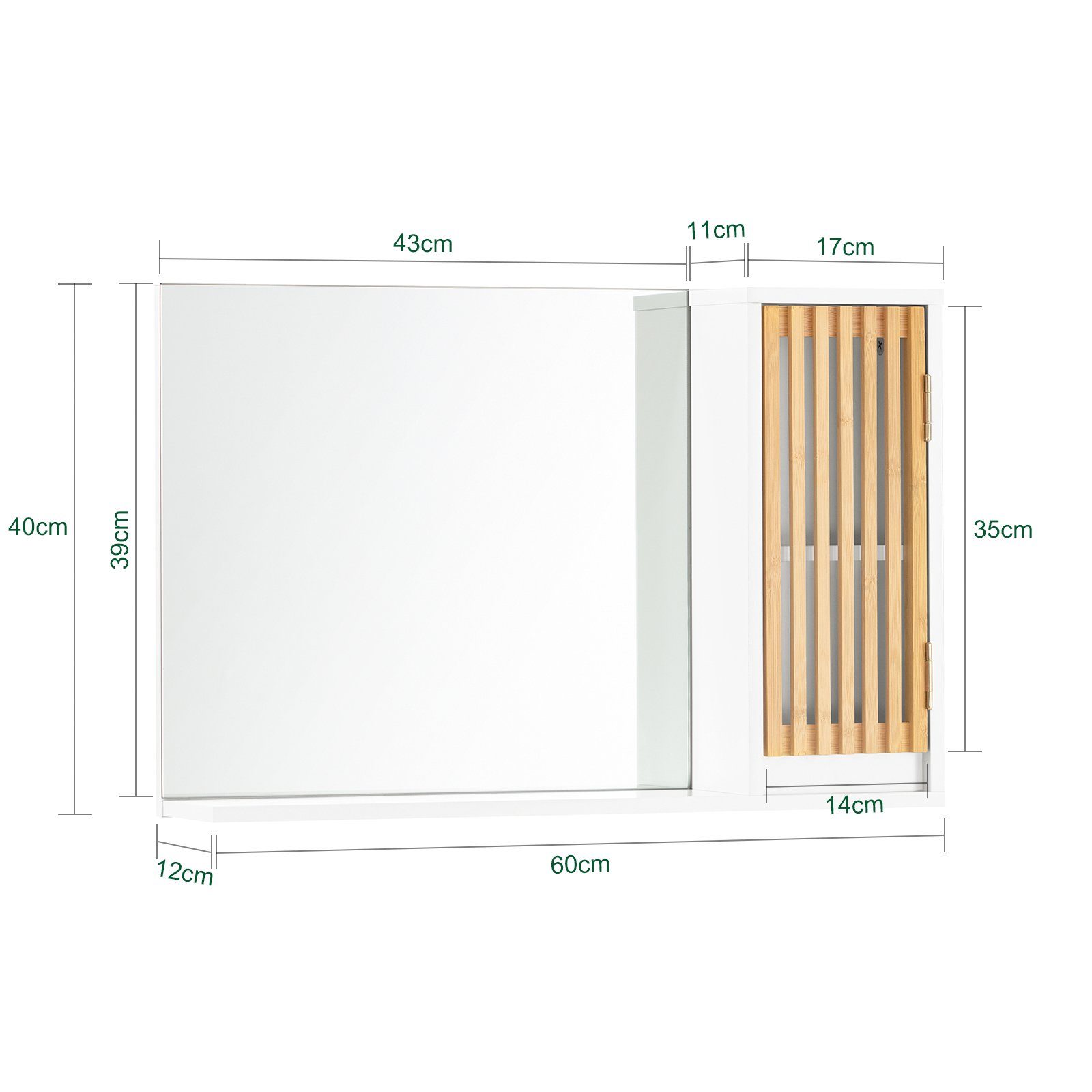 SoBuy Spiegelschrank mit Ablage aus Holz und Glas Weiß-Natur BZR128-W günstig online kaufen