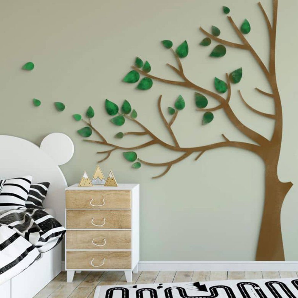 K&L Wall Art Holzbild Lebensbaum Kinderzimmer Boho Deko Baum des Lebens, (Holzposter mehrteilig), natürliches Holz Wandbild Kinderzimmer Boho Deko inkl. Wandhal – Bild 3 von 4