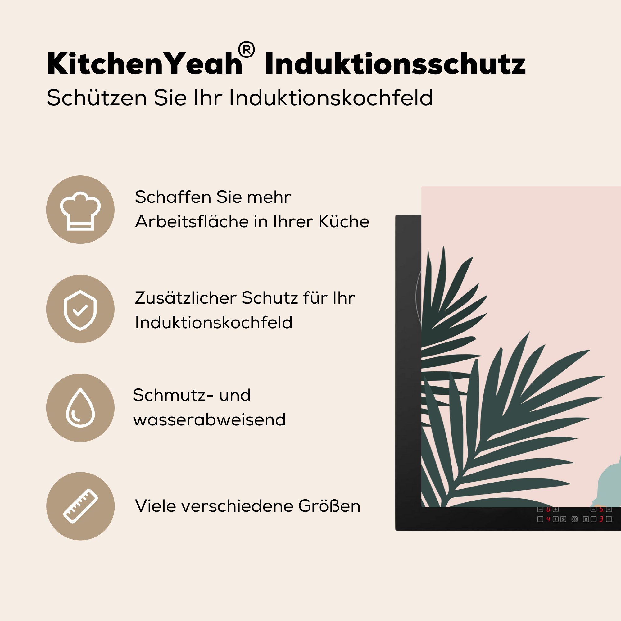 Sommer küche, Ceranfeldabdeckung - Pflanzen cm, Frauen Induktionskochfeld - (1 Vinyl, die Herdblende-/Abdeckplatte MuchoWow 81x52 - Schutz Tropisch, für tlg),
