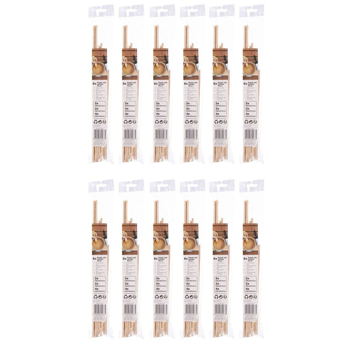 Marabellas Shop Rührstab Farbrührstab ca.230-350 x 20 x 4mm Bastelleisten 12er-Set Bastelholz