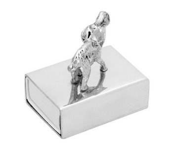 Brillibrum Etui Edle Zinn Streichholz-Box mit dekorativer Figur Elefant Streichholzschachtel aus Metall mit Zündhölzer