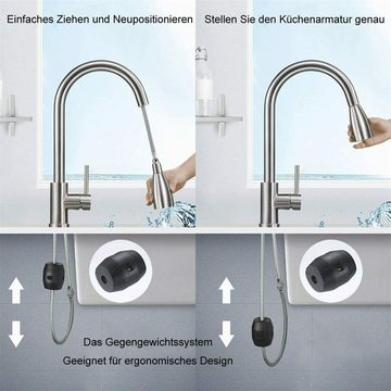 Dekorative Küchenarmatur Küchenarmatur Wasserhahn 360° Küche ausziehbar Brause Einhandmischer (1-St)