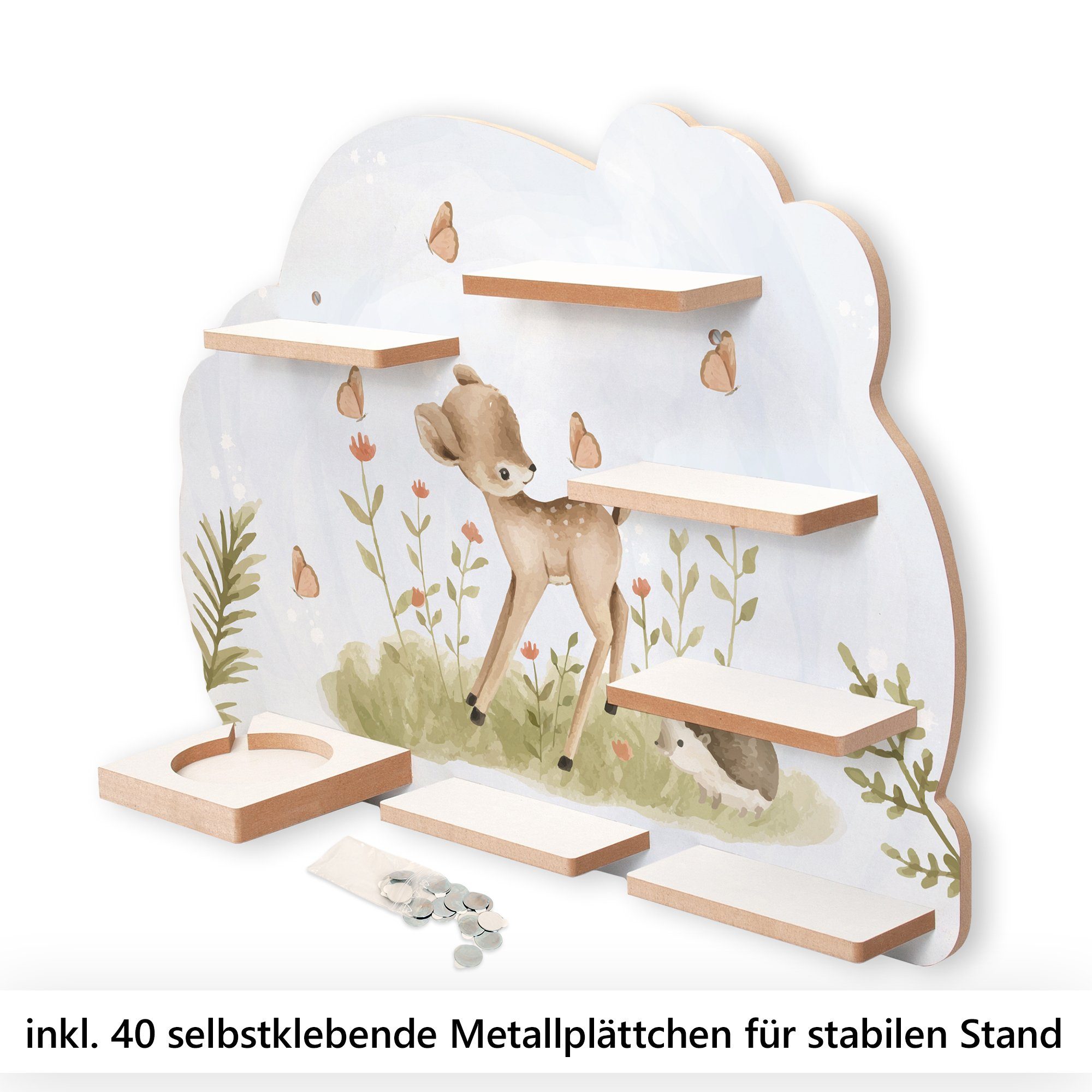 Kreative Feder Wandregal MUSIKBOX-REGAL 40 für Metallplättchen TONIES inkl. und Kleines TONIE-BOX Reh