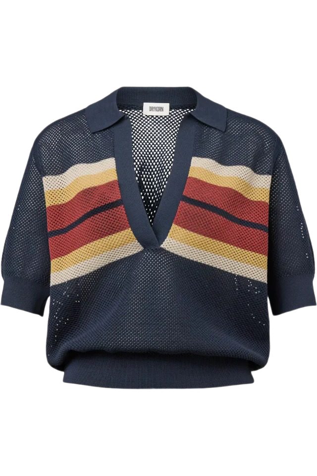 Drykorn Strickpullover bunt,Casual,Baumwolle,Gestreift,Polokragen,Kurz,Relaxed Fit