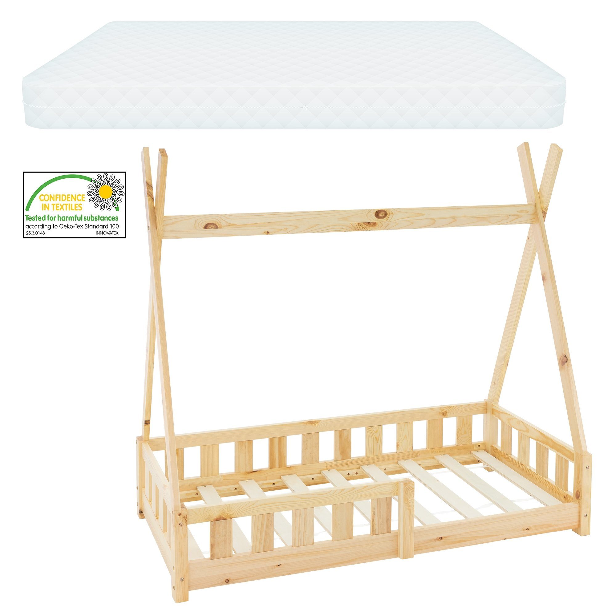 Matratze und Kinderbett Lattenrost cm mit 70x140 ML-DESIGN Rausfallschutz Kinderbett inkl.