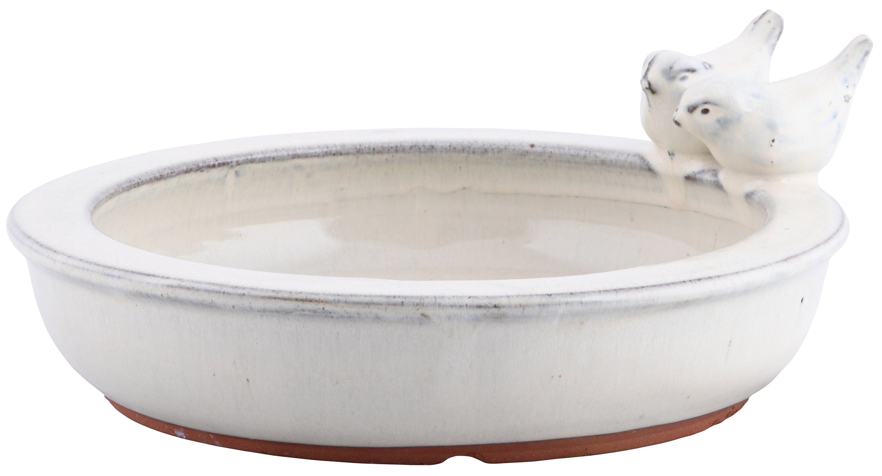 Dekowunder Vogeltränke rund Vogelbecken Futterschale Wasserstelle Terracotta