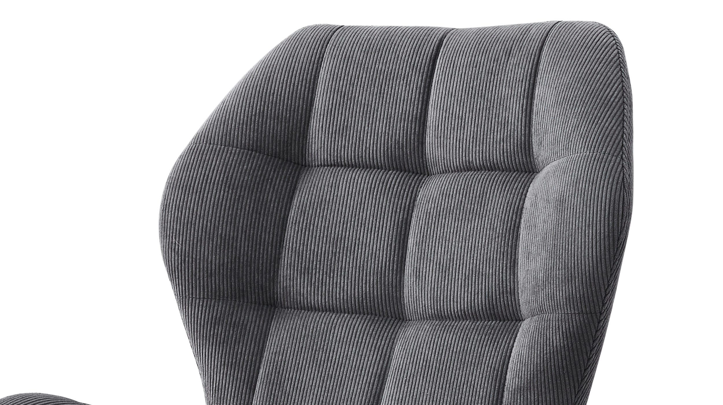 Die Möbelfundgrube® Polsterstuhl Polsterstuhl Esszimmer grau / Cord / FEE / Steppnähte, Standbeine Metall schwarz / Sitz gepolstert