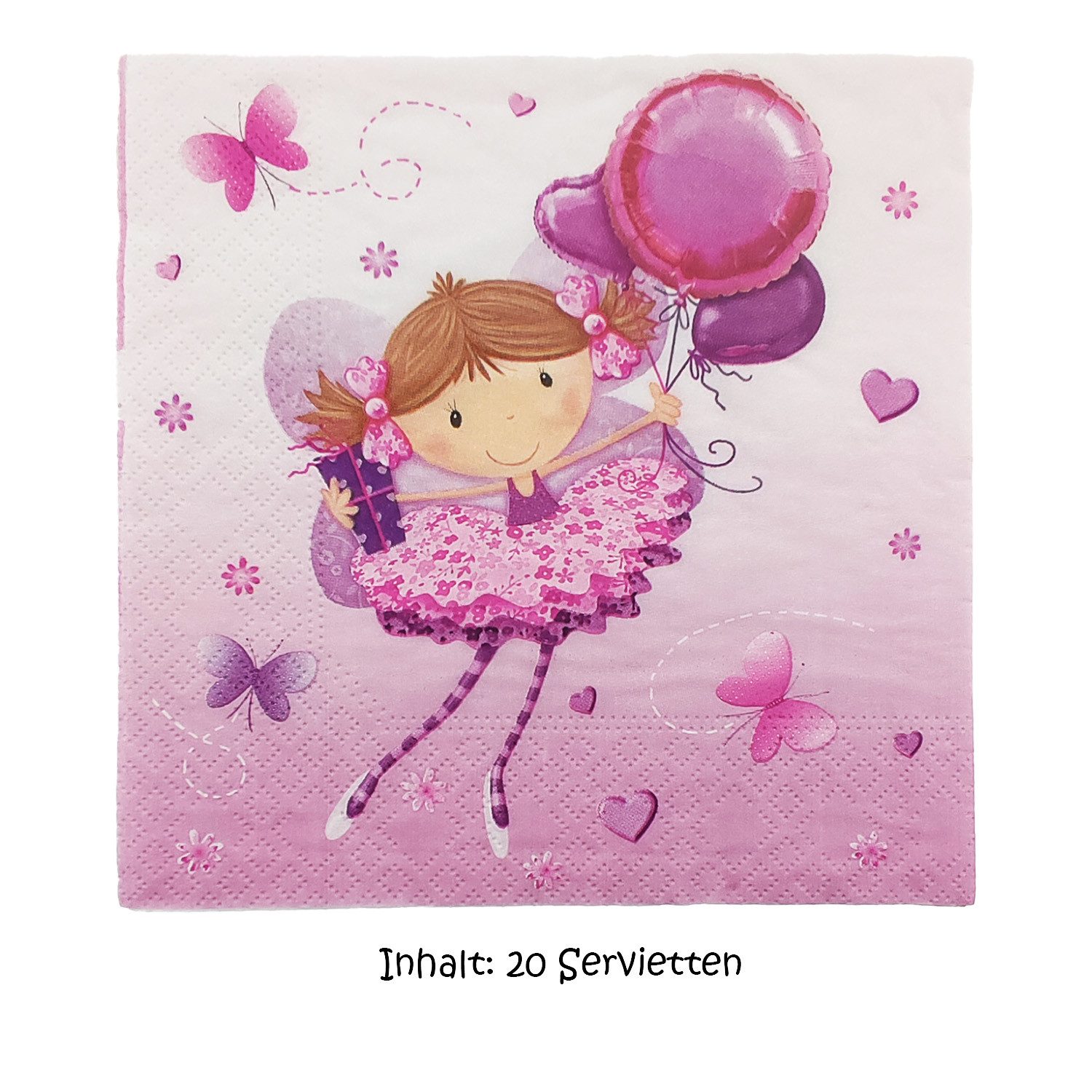 PAPSTAR Papierserviette 20 Servietten "Little Dancer" Motiv 3-lagig 330mm x 330mm, (Stück, 20 St., Servietten), Servietten Geburtstagsservietten Partyservietten Feier