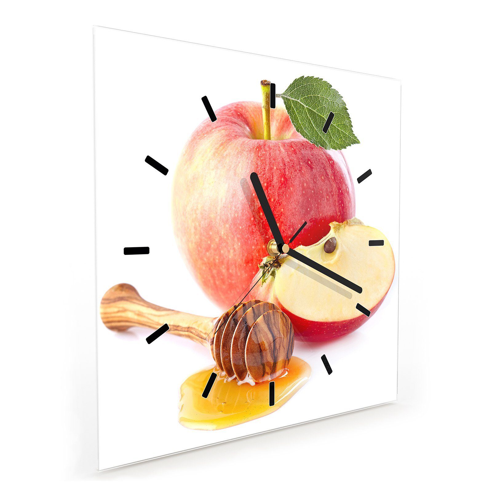 30 cm Wandkunst Apfel Wanduhr und Motiv 30 Wanduhr Honig Größe Primedeco mit x Glasuhr