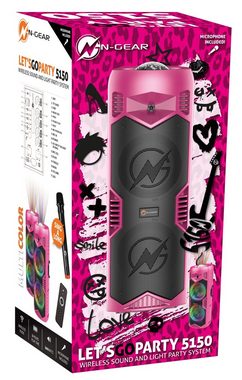 N-GEAR Let's Go Party 5150 Pink Bluetooth-Lautsprecher (Inklusive Fernbedienung, Drahtloses Mikrofon im Lieferumfang enthalten)