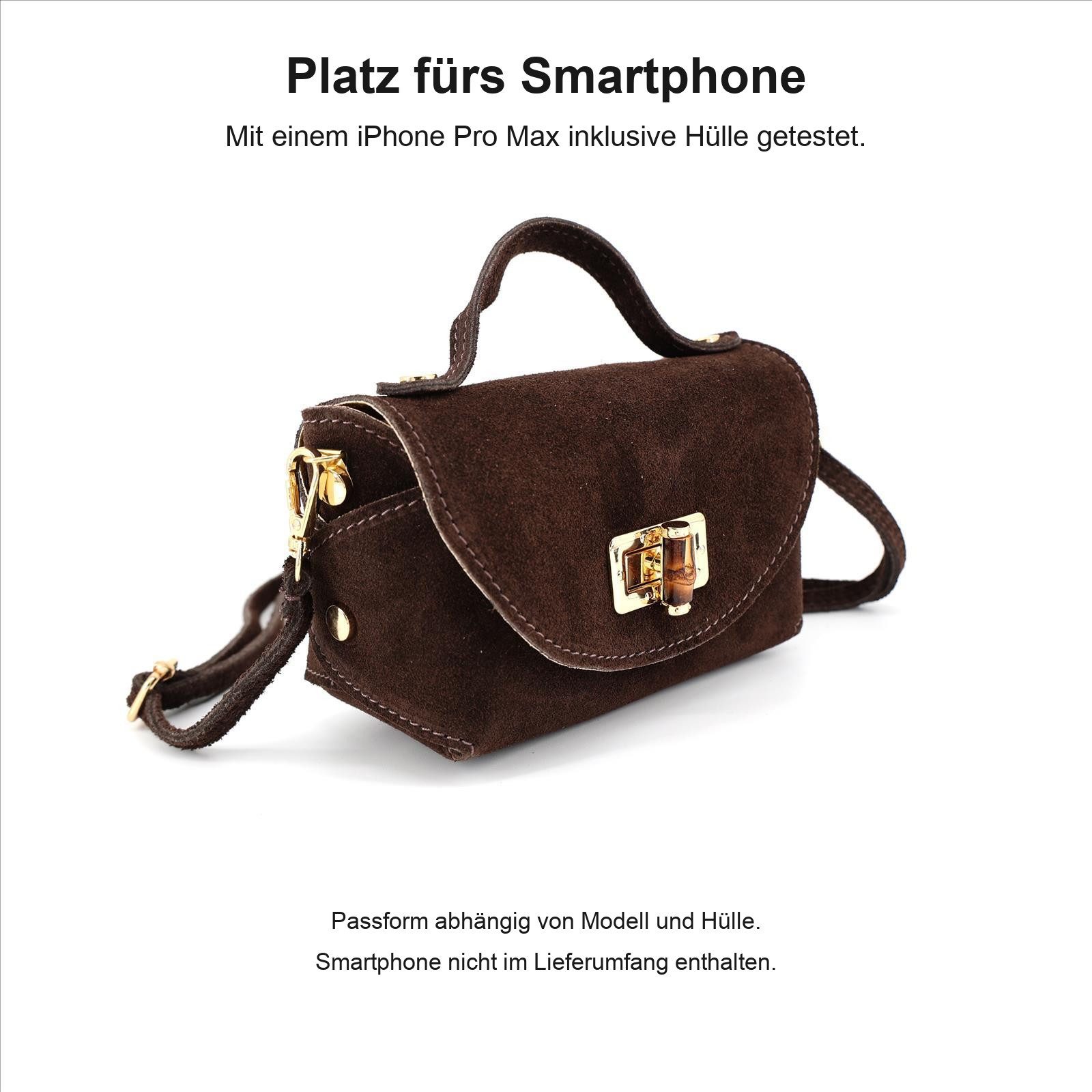 BRISE TASCHE Schultertasche Mini-Schultertasche aus Echtleder mit verstellbarem Riemen (Einzelartikel), Echtleder, Reißverschlussfach, verstellbarer Schulterrie – Bild 4 von 4