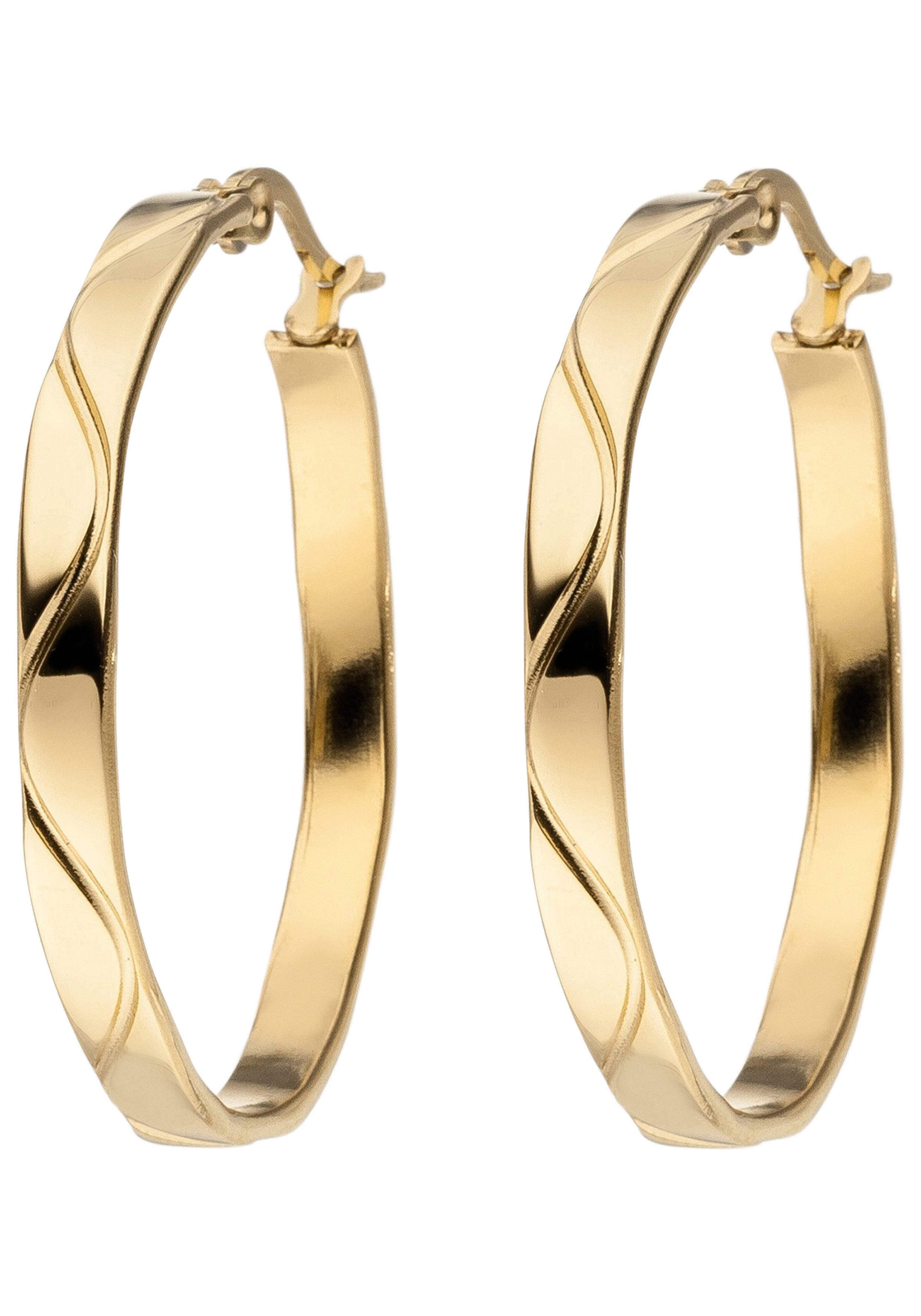 JOBO Paar Creolen, Edelstahl goldfarben 34 mm