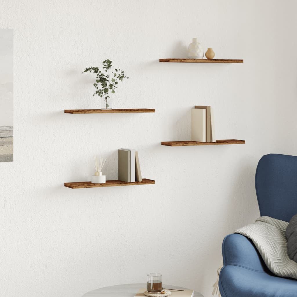 vidaXL Bücherregal Wandregale 4 Stk. Altholz-Optik günstig online kaufen