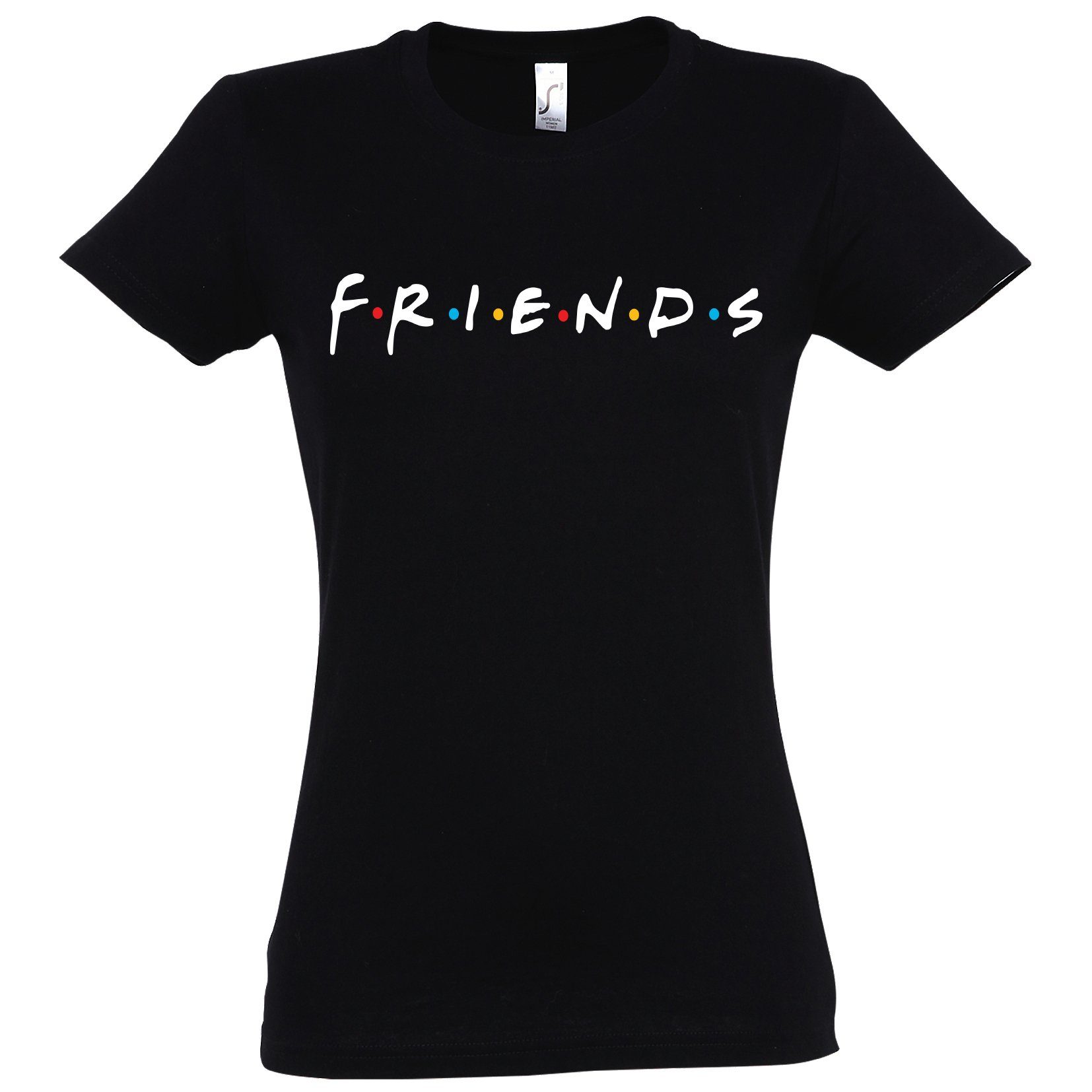Youth Designz T-Shirt Friends Logo Damen Shirt mit Frontprint, trendiger Spruch Schwarz