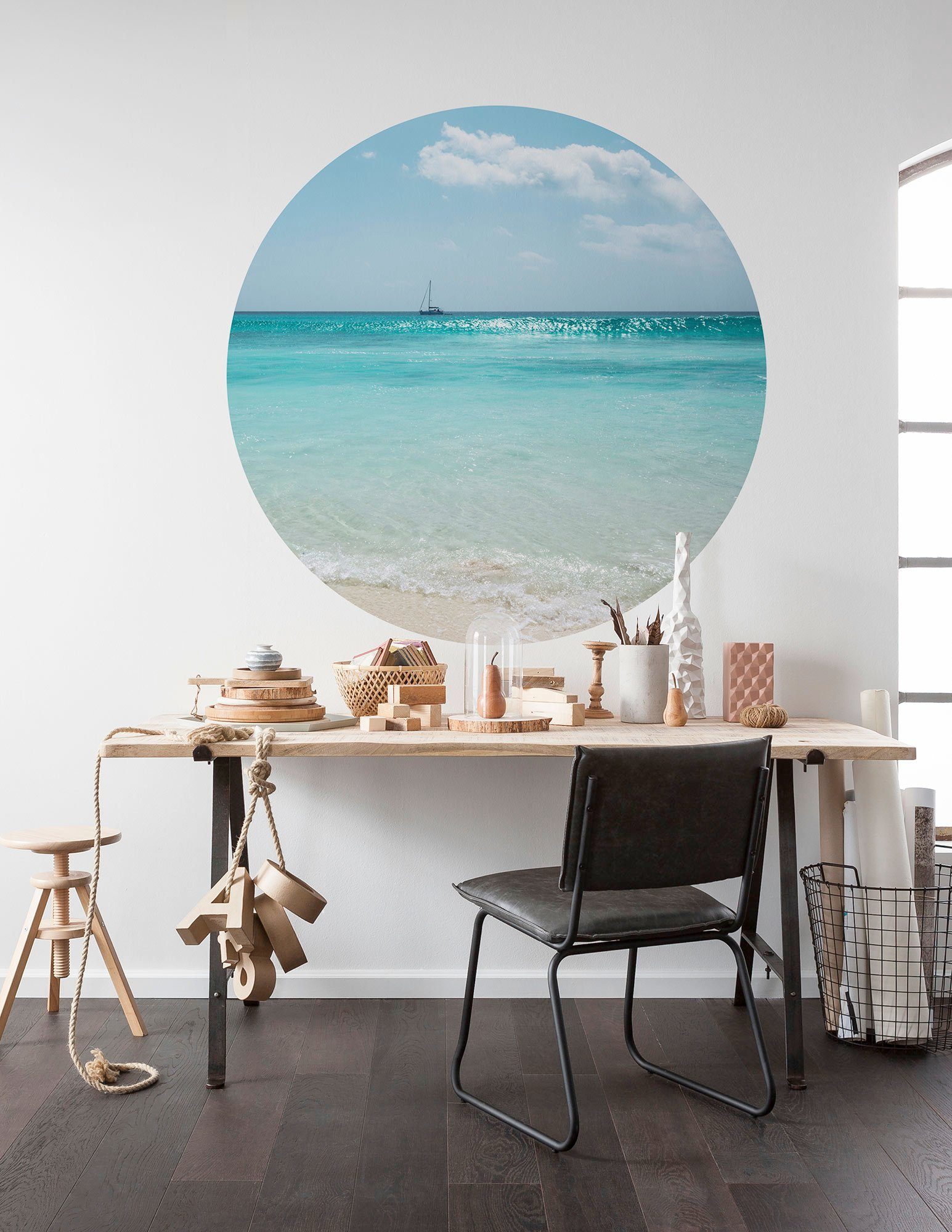 Komar Fototapete Vlies selbstklebend - Lagoon - Größe 125 x 125 cm, glatt, bedruckt, (1 St), Wohnzimmer, Schlafzimmer