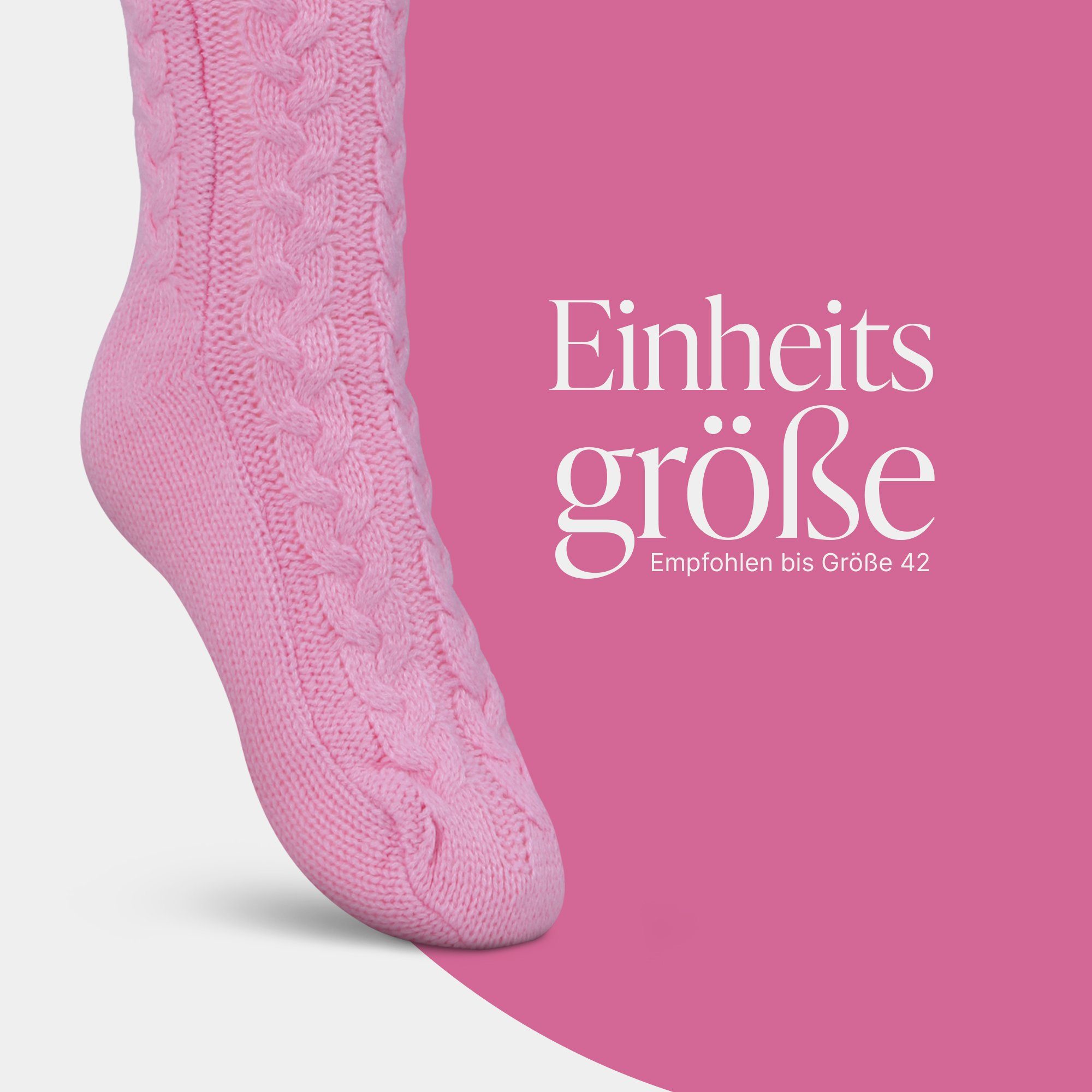 Bestlivings Haussocken Kuschelsocken "Zopfmuster" (1-Paar) Hüttensocken ABS / Teddyfutter - Norweger Socken Stoppersocken