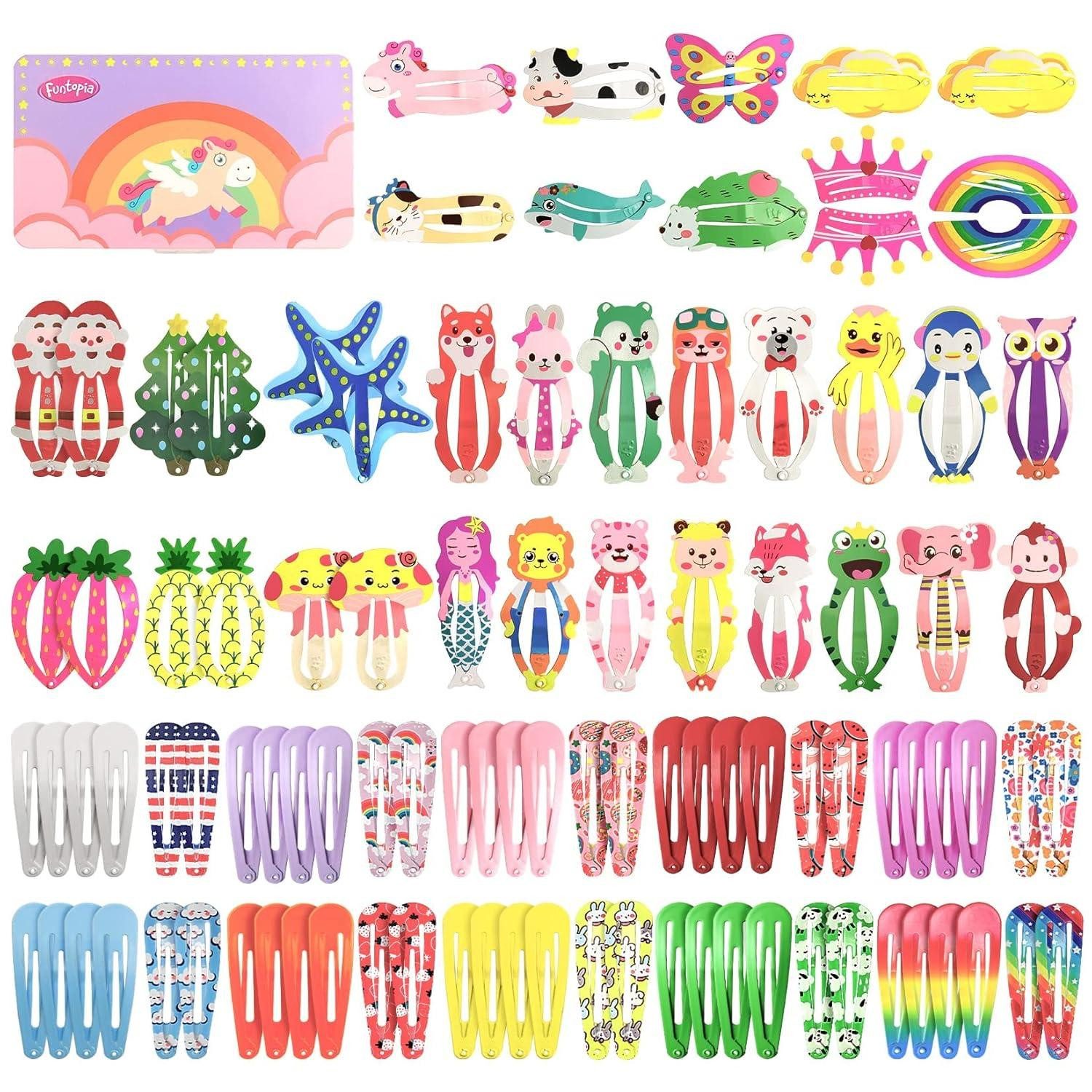 LuxusKollektion Patches 100er Haarspangen Set Mädchen 5cm Karikatur Tiere Metall Haarclips