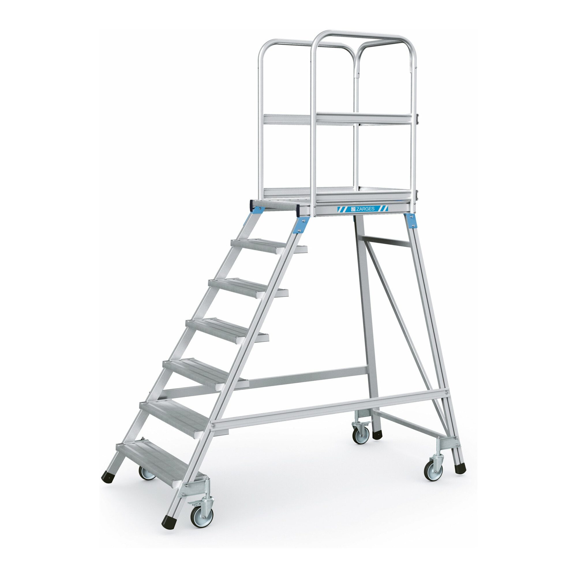 Zarges Treppenstufe ZARGES Podesttreppe einseitig 7 Stufen