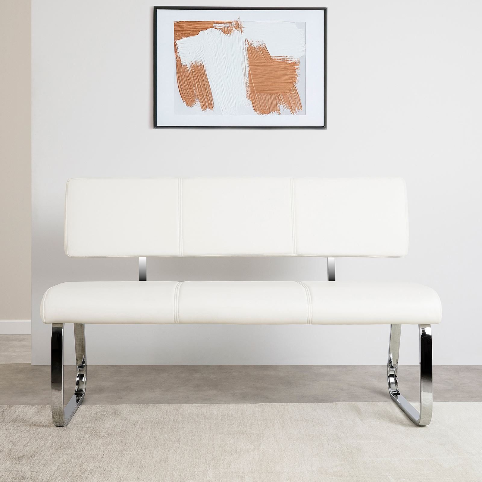 IDIMEX Essbank VILAS, Essbank mit Rückenlehne gepolstert für 3 Personen, Kunstleder weiß