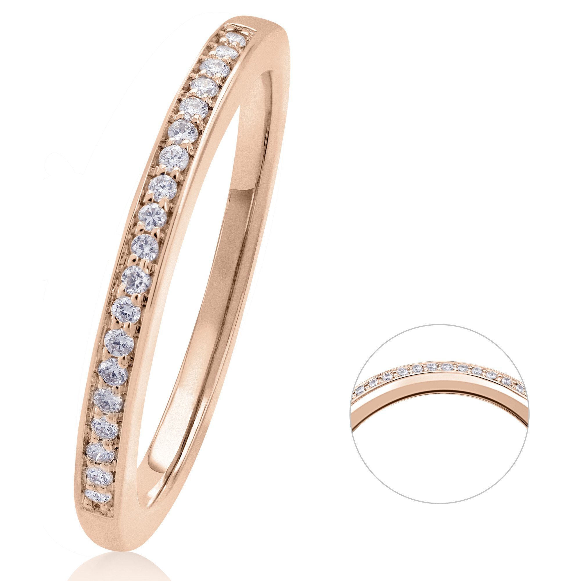 ONE ELEMENT Diamantring 0.09 ct Diamant Brillant Memoire Ring 585 Rotgold, Damen Gold Schmuck Memoire