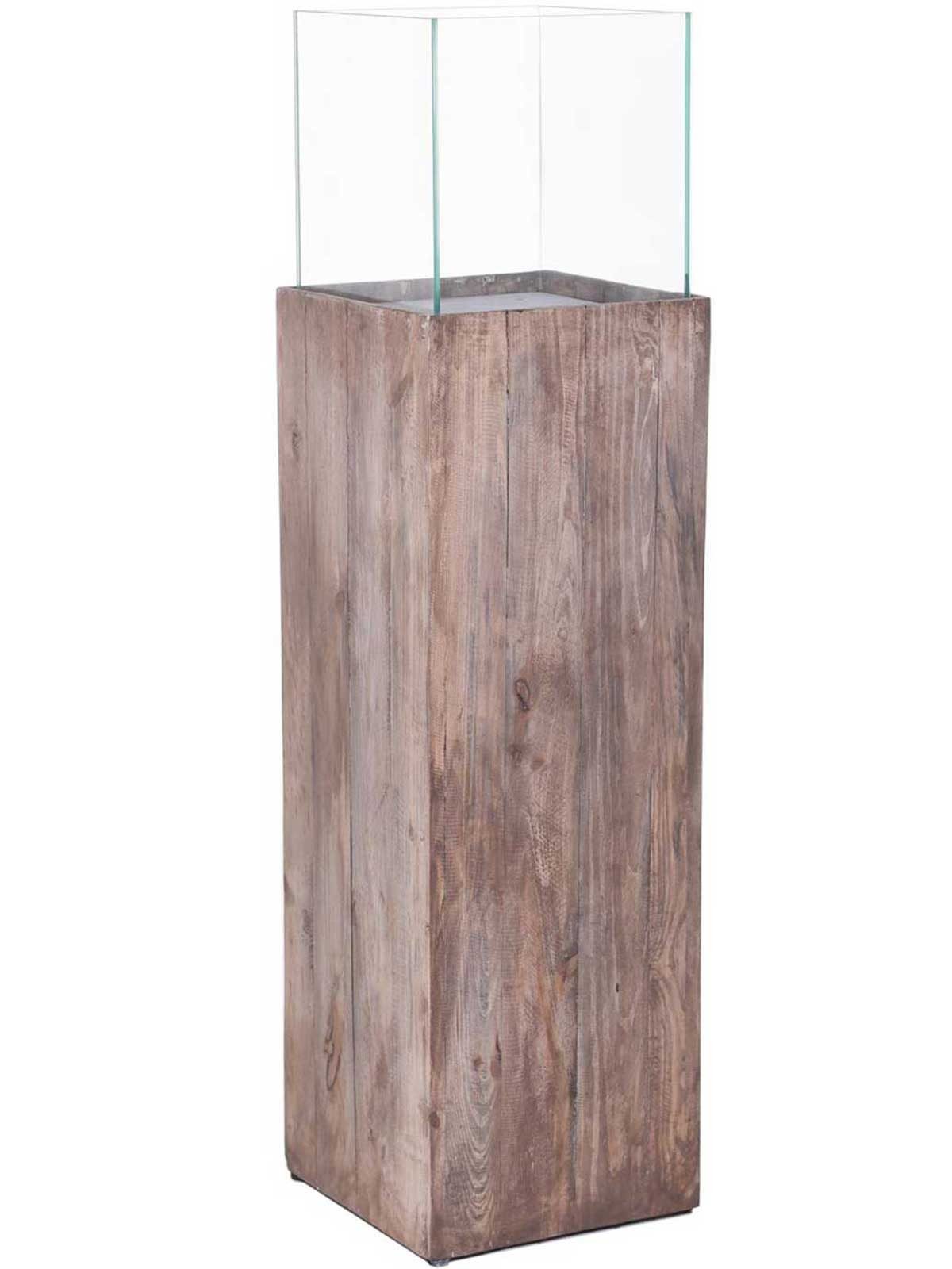 VIVANNO Bodenwindlicht Holz CANDELA Rechteckig - Umbraantik Maserung (1 St), 27x27x100 cm