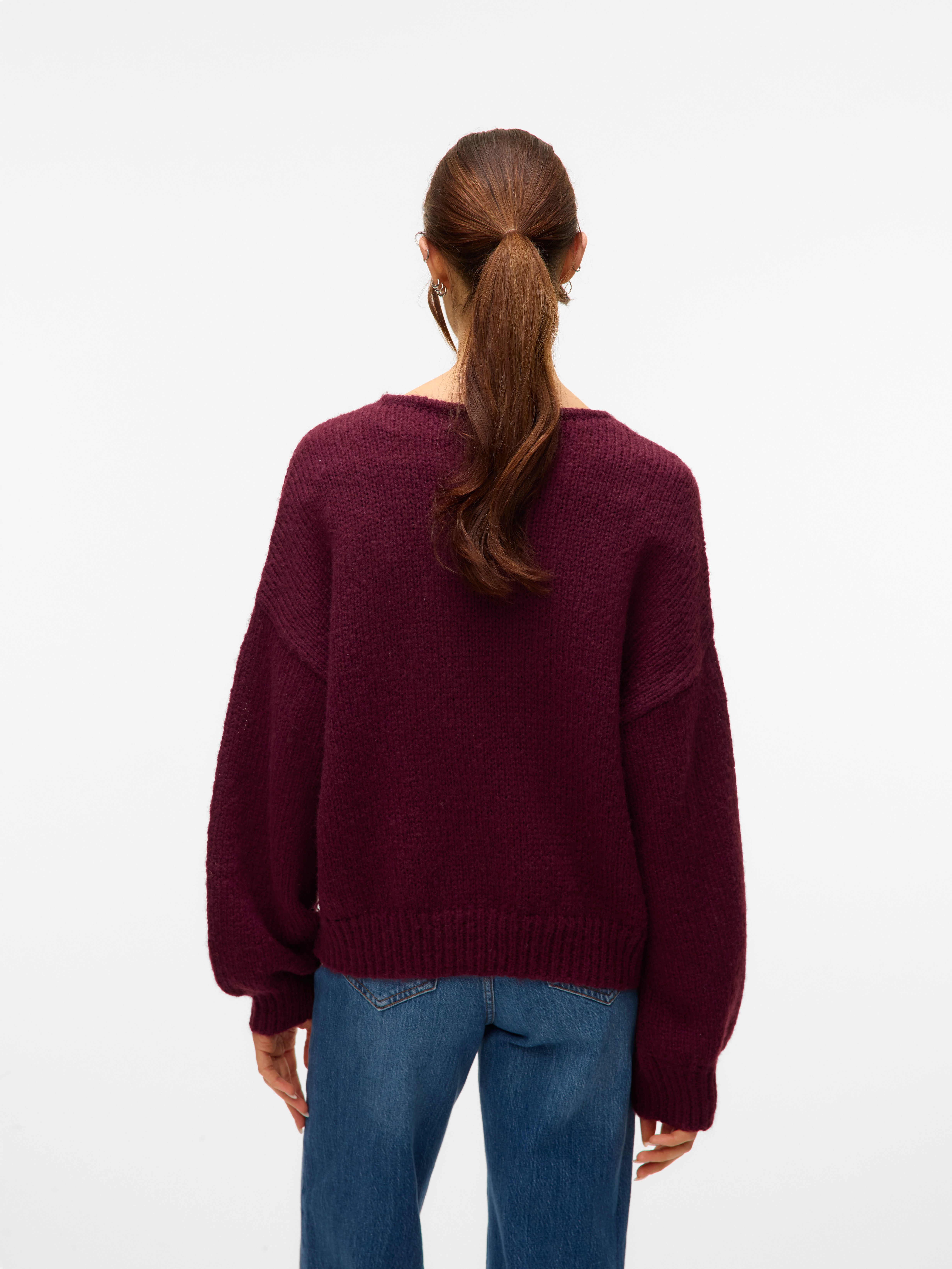 Vero Moda V-Ausschnitt-Pullover VMLOLLIPOP LS V-NECK PULLOVER BOO