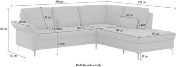 INOSIGN Ecksofa Palm Beach L-Form, Federkern, mit Sitztiefenverstellung, wahlweise mit Bettfunktion