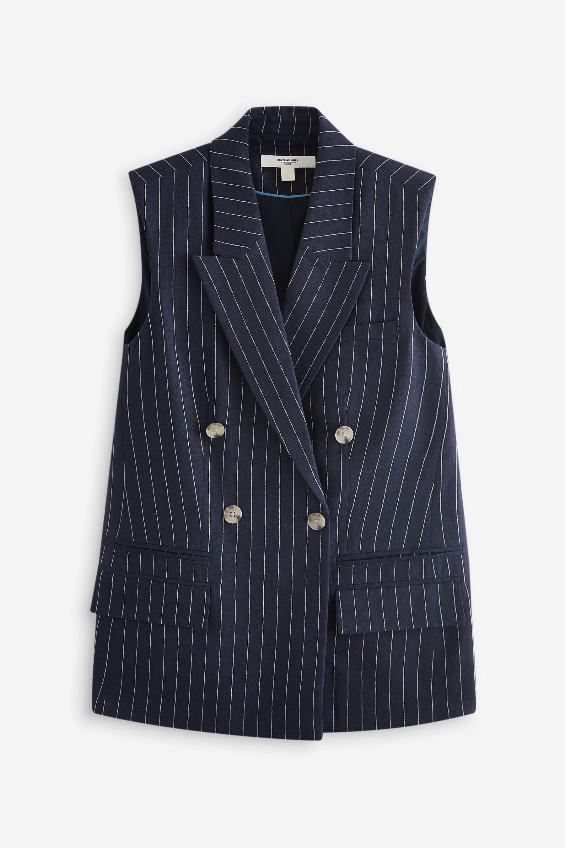 Jackenblazer Zweireihiger, ärmelloser Blazer mit Streifen