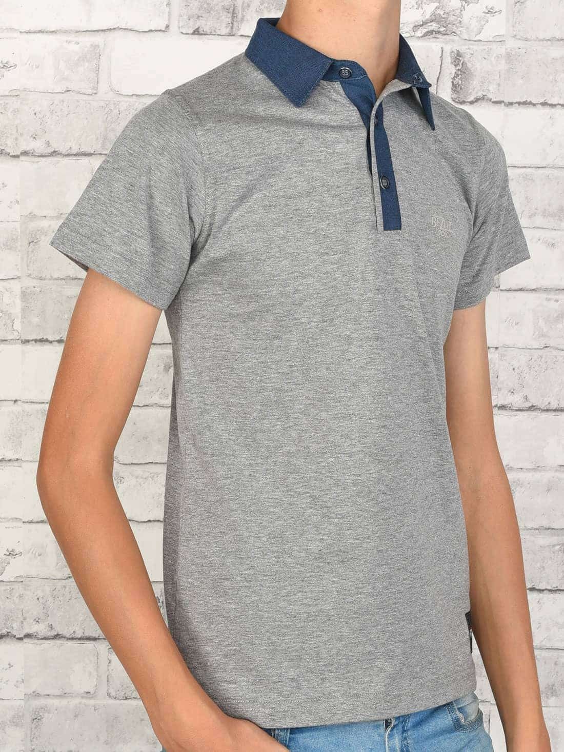 BEZLIT Kurzarmshirt Jungen Polo Shirt Casual mit Grau (1-tlg) Kontrastfarben