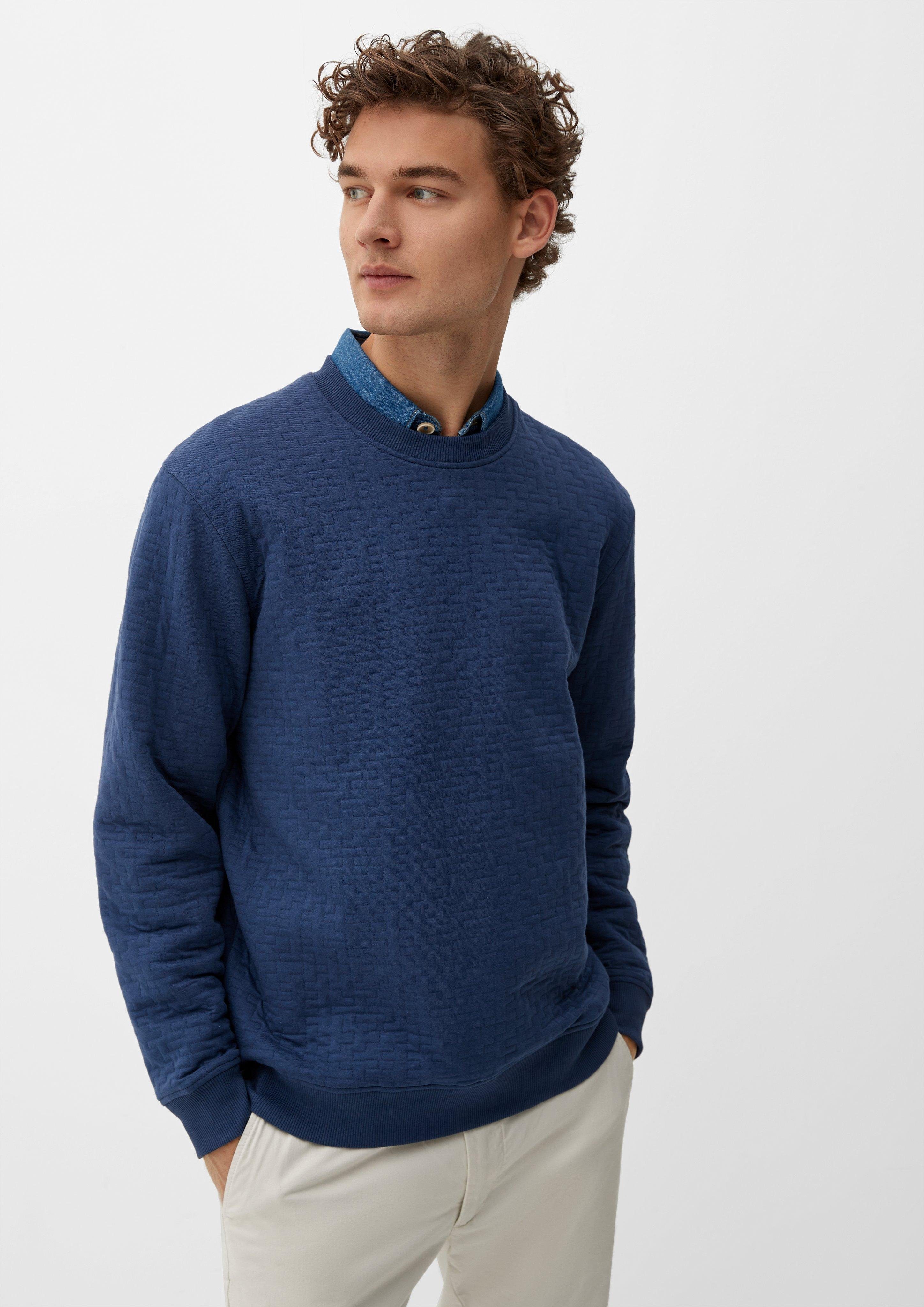 s.Oliver Sweatshirt Sweatshirt mit Musterstruktur tiefblau