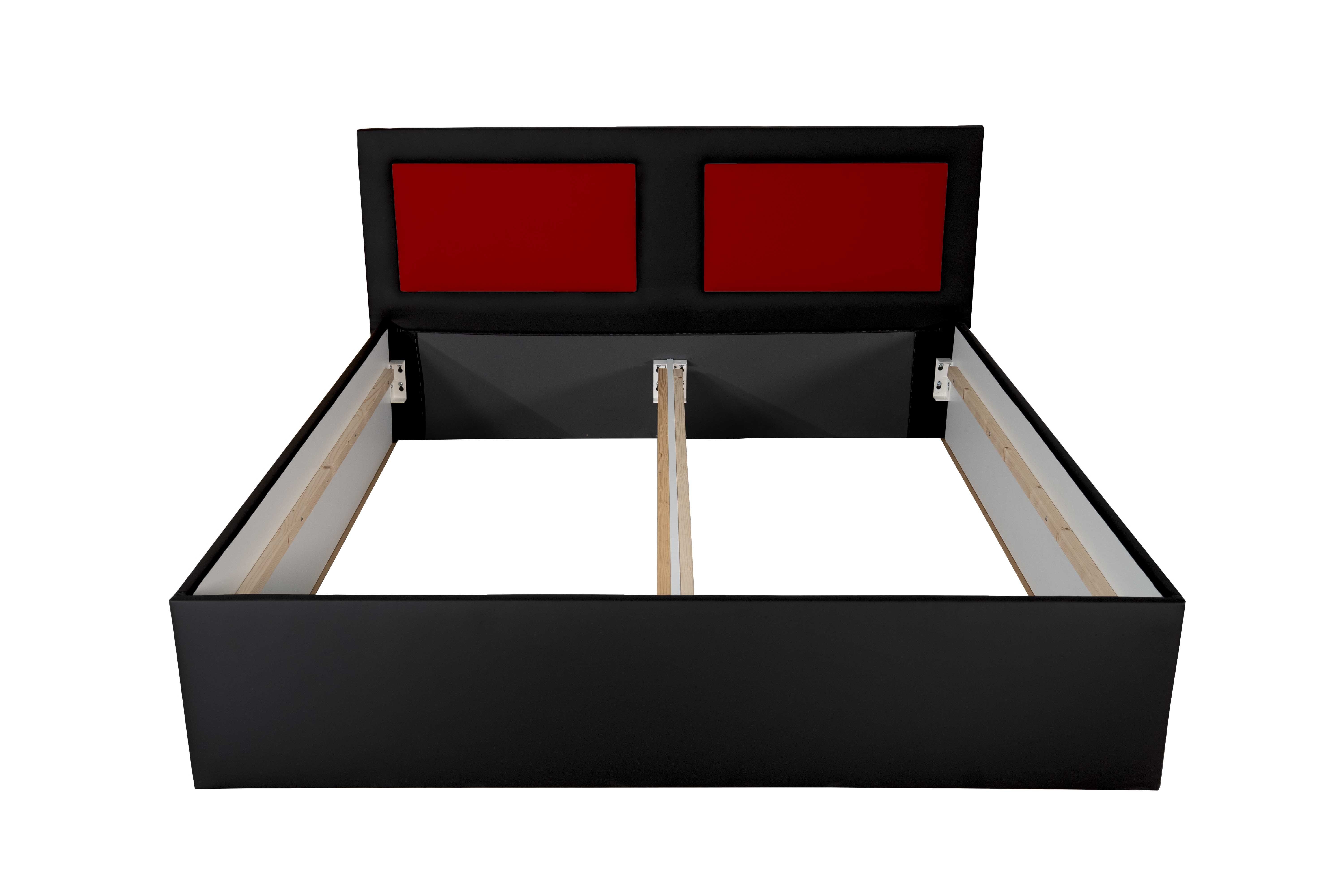 Ohne Schlafkomfort Mittelteil Skala, (Mittelstrebe) Halmon kombination, Farbe Polsterbett 2 Schwarz-Rot Betten