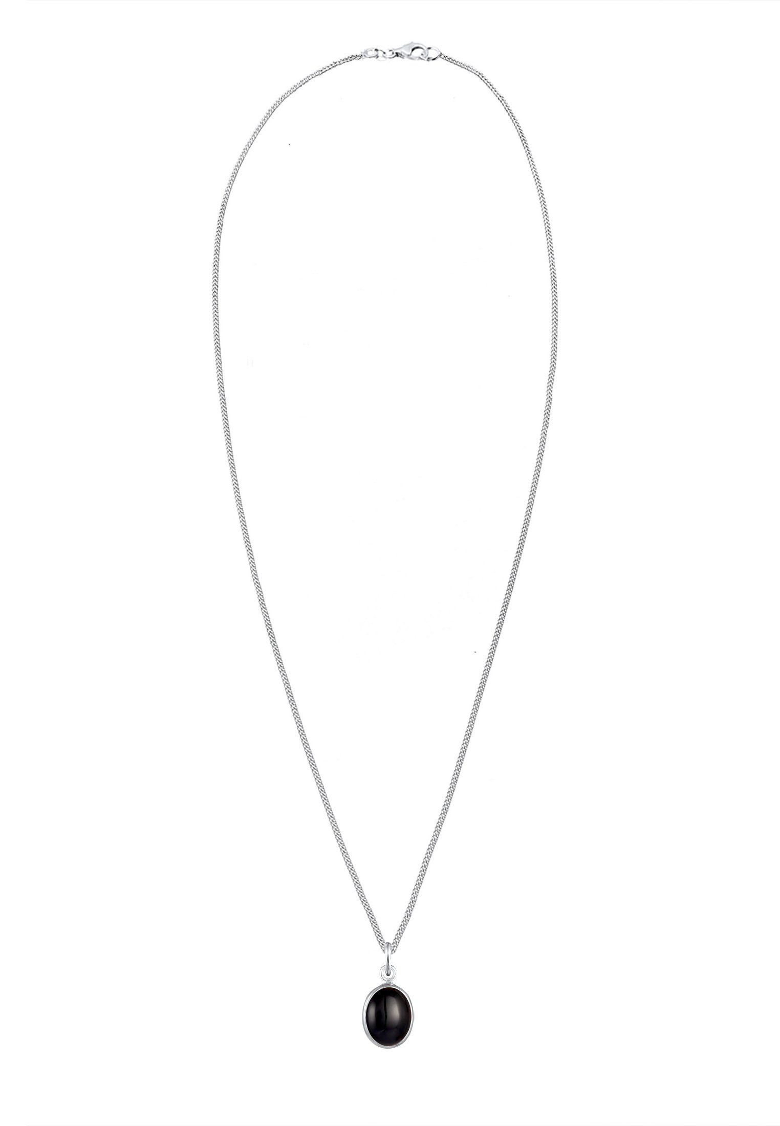 Elli Collierkettchen Onyx Anhänger Oval Klassisch 925 Silber