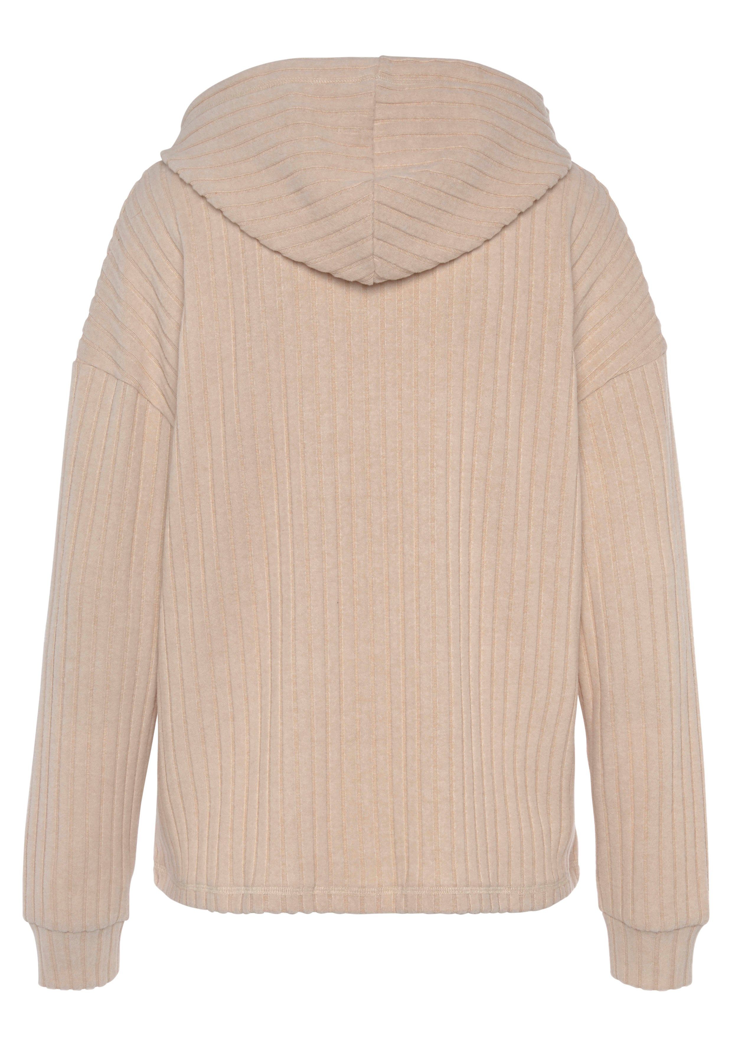 LASCANA Hoodie Strickpullover mit Kapuze und in melierter Optik, Loungewear – Bild 4 von 5